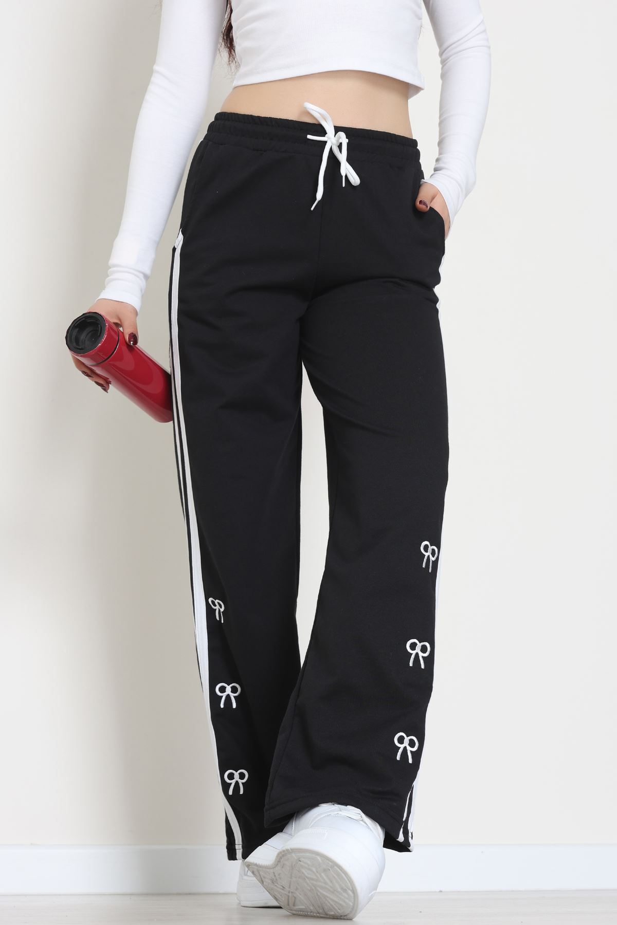 Şeritli 2 İplik Eşofman Altı Siyah - 52177.1005.