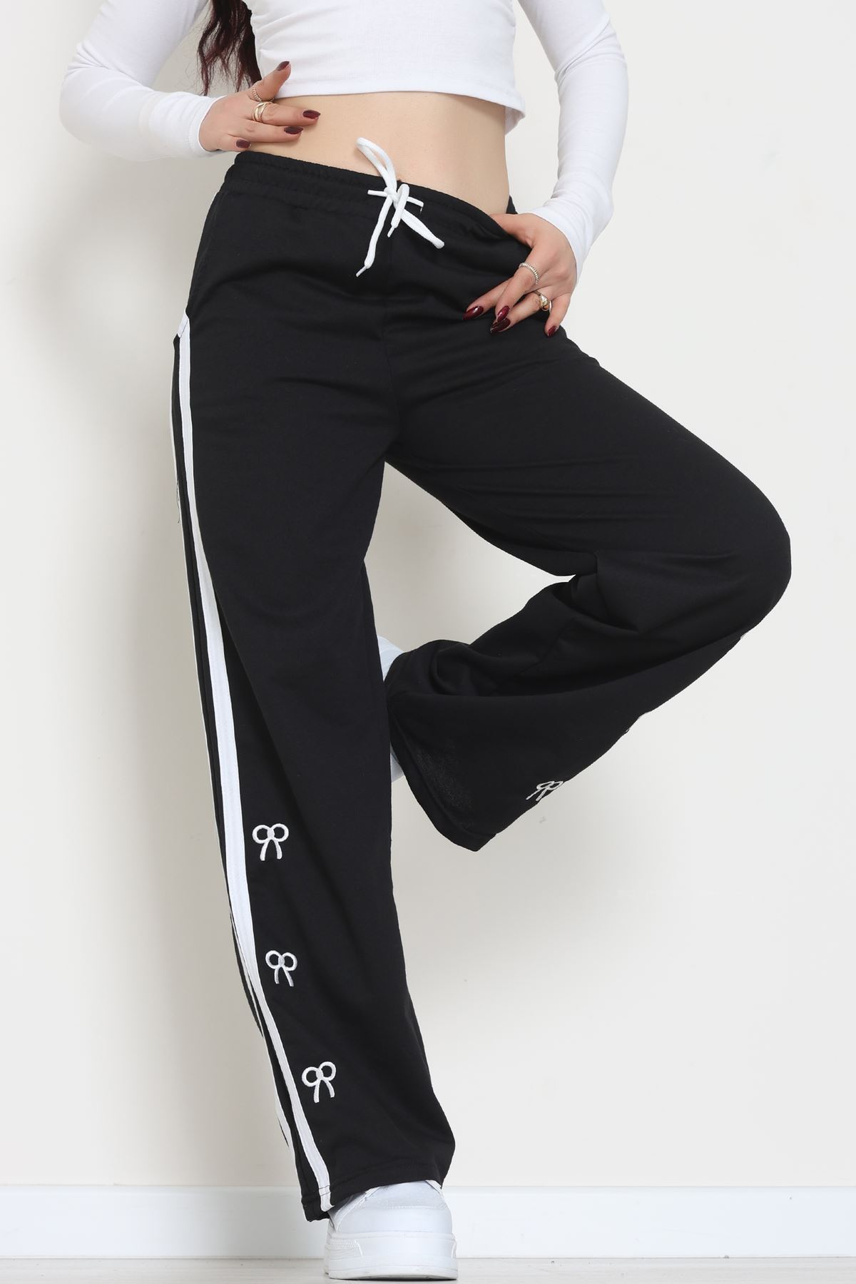 Şeritli 2 İplik Eşofman Altı Siyah - 52177.1005.