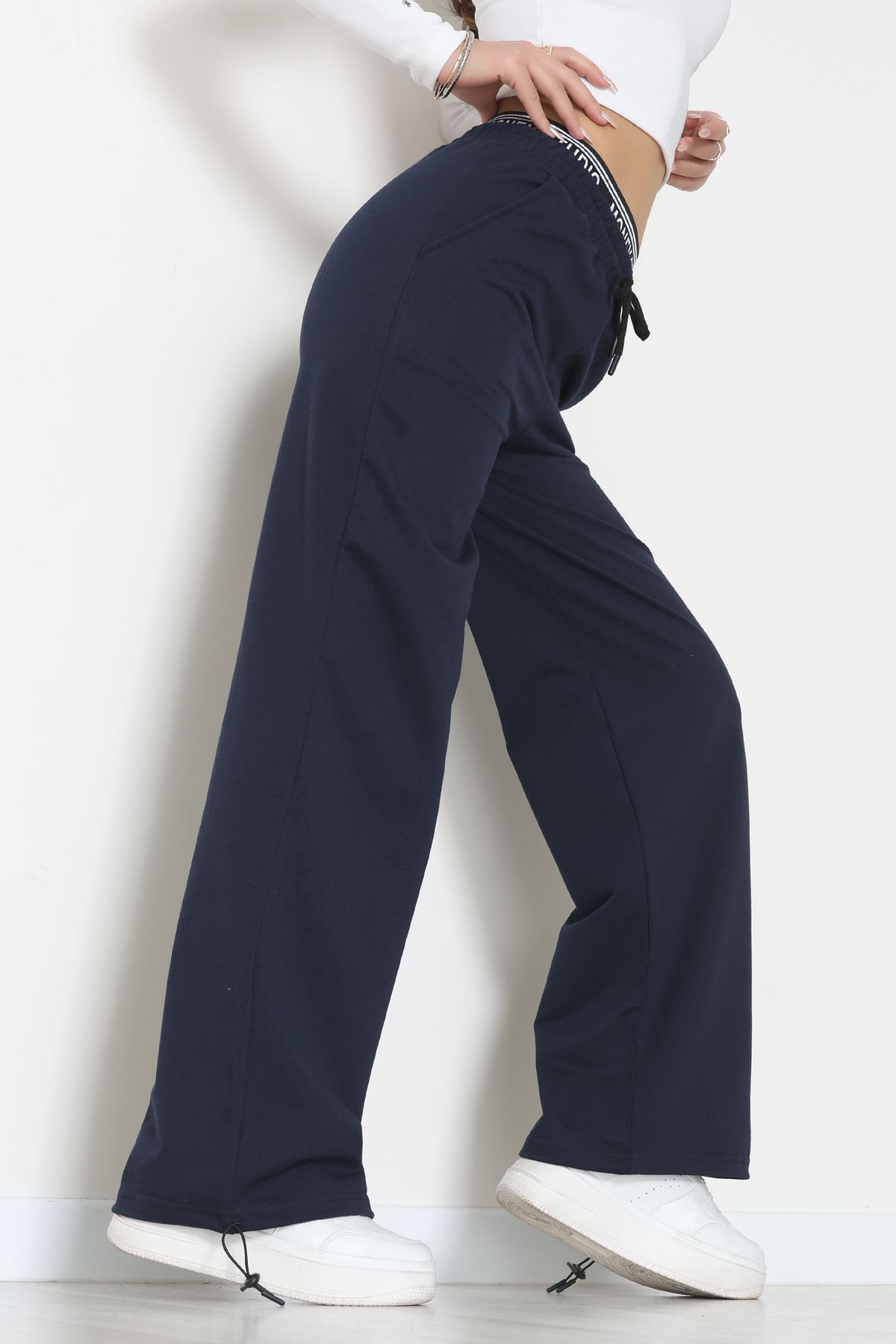 Bel Detaylı 2 İplik Eşofman Altı Lacivert2 - 70169.1857.