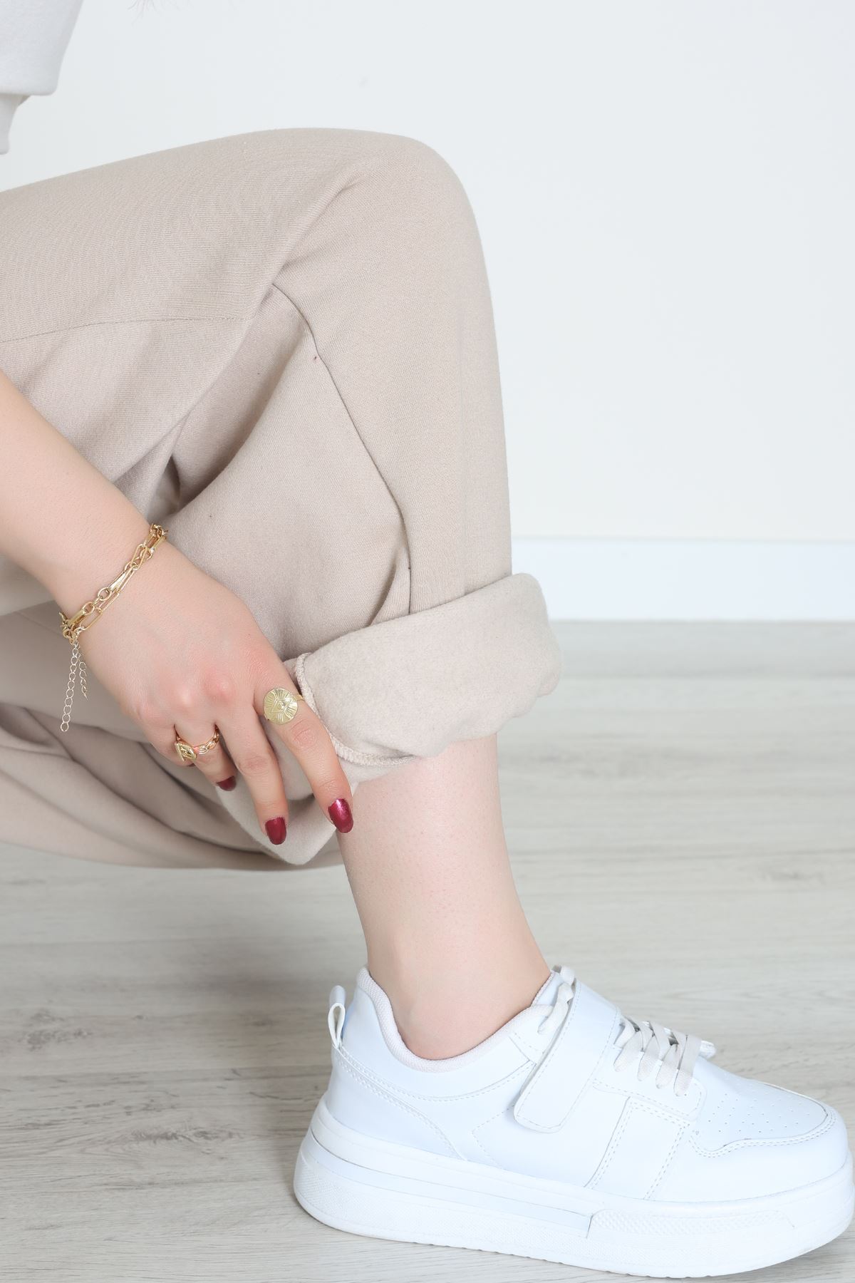 3 İplik Şardonlu Paça Stoperli Eşofman Altı Taş - 52069.2113.