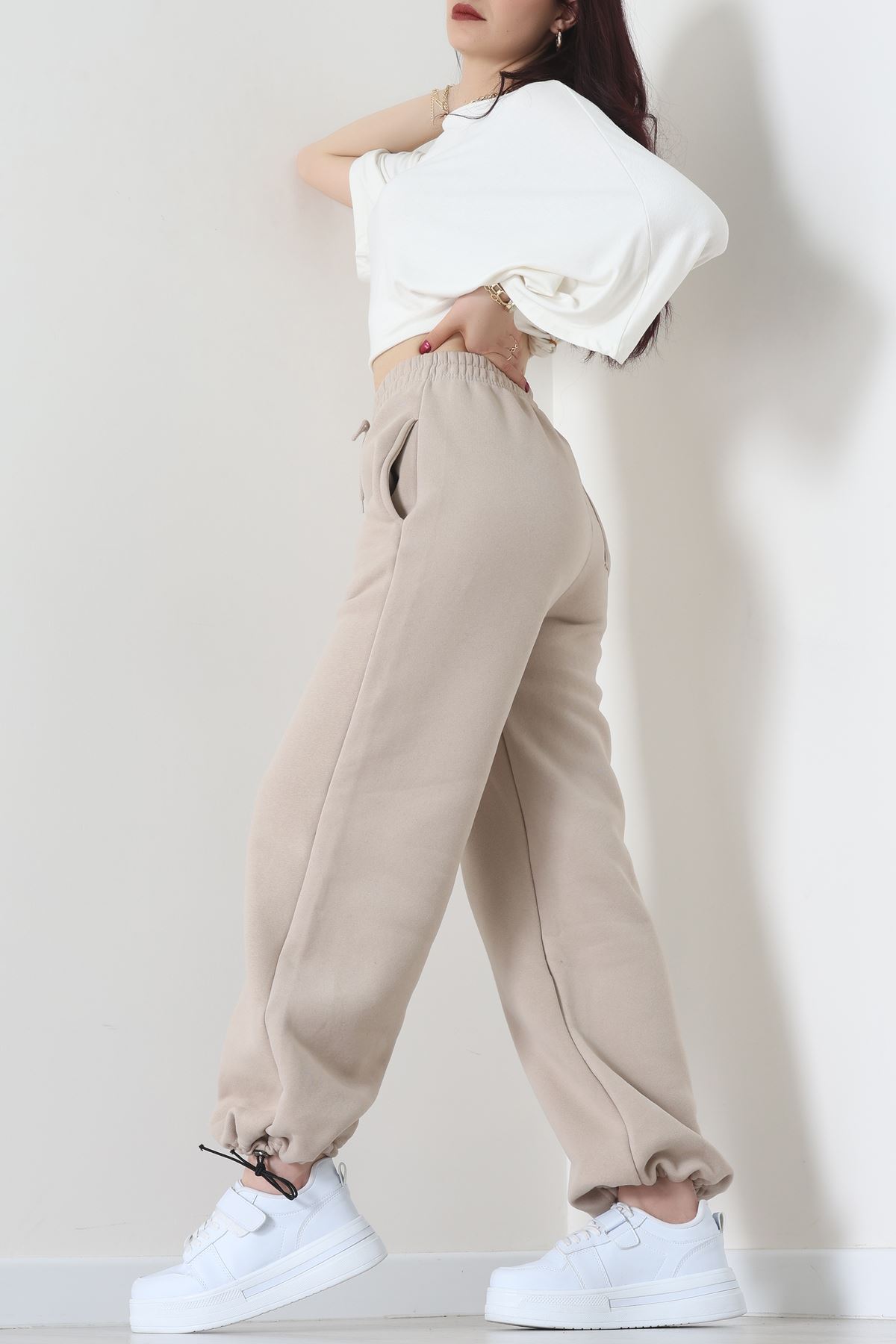 3 İplik Şardonlu Paça Stoperli Eşofman Altı Taş - 52069.2113.