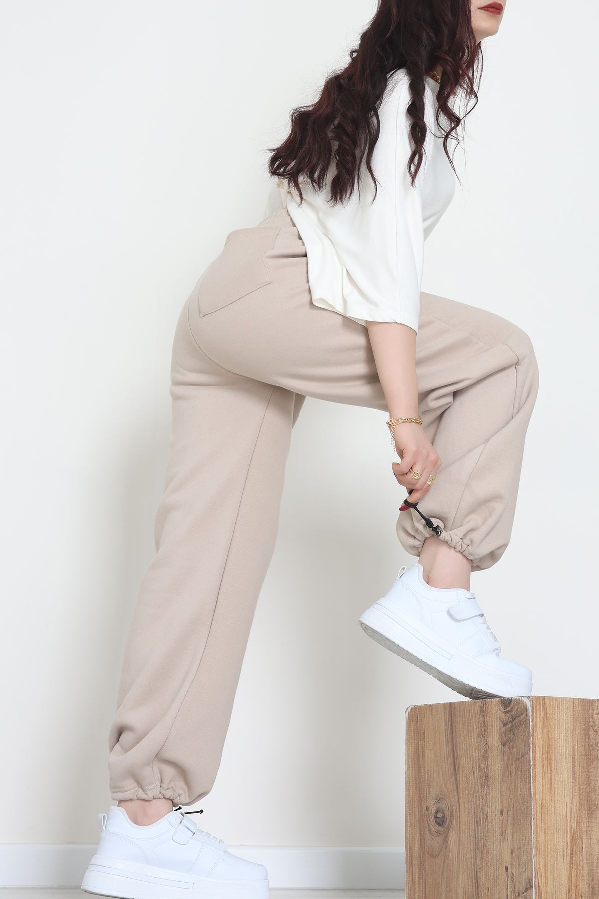 3 İplik Şardonlu Paça Stoperli Eşofman Altı Taş - 52069.2113.