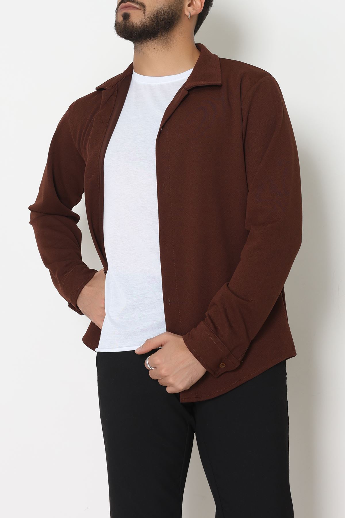 Zra Krep Erkek Gömlek Kahve - 42188.1937.