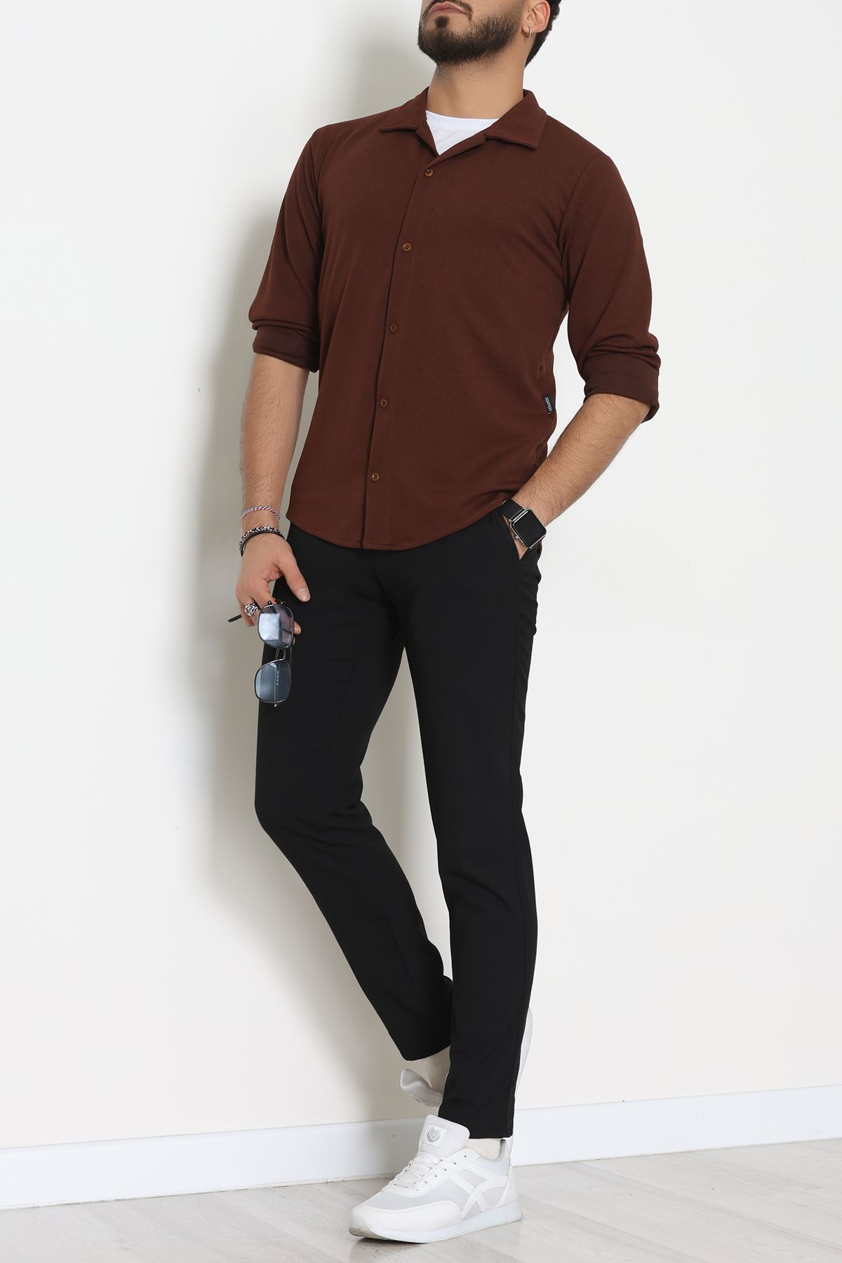 Zra Krep Erkek Gömlek Kahve - 42188.1937.