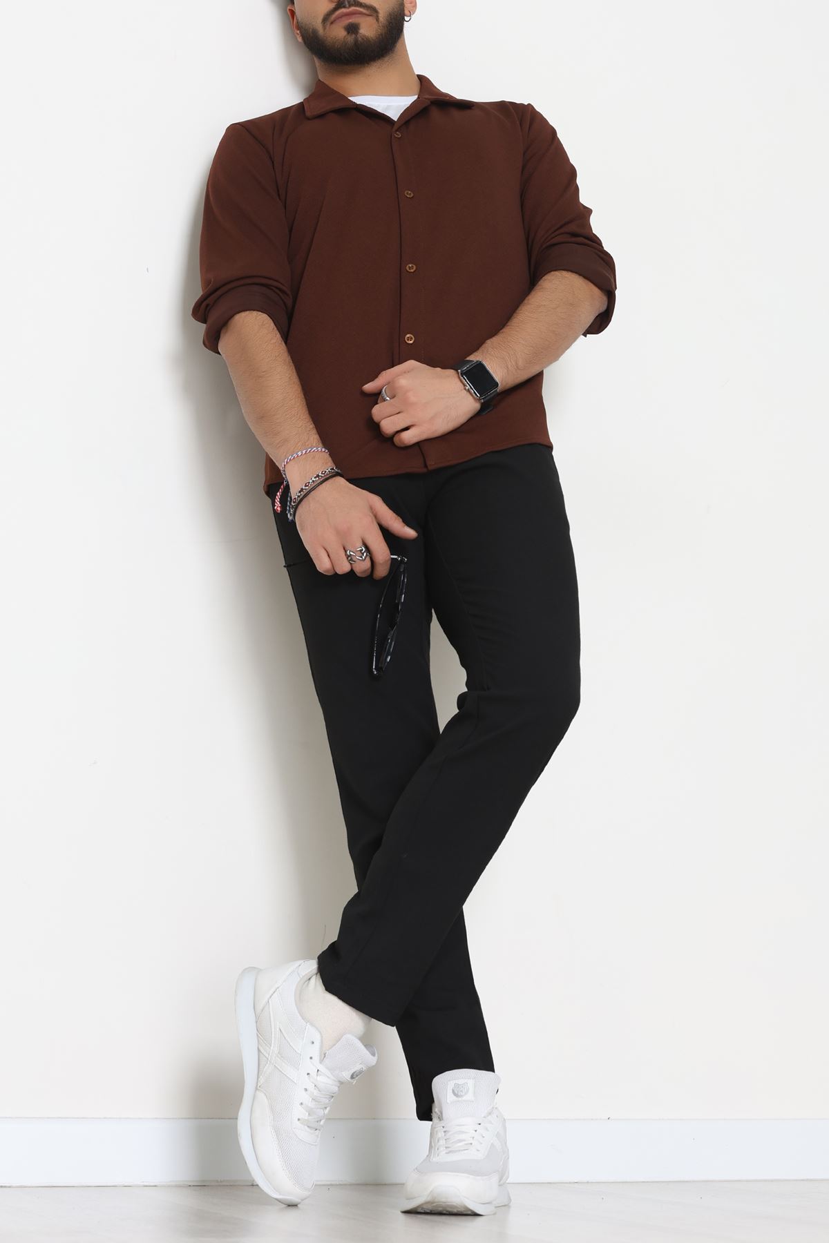 Zra Krep Erkek Gömlek Kahve - 42188.1937.