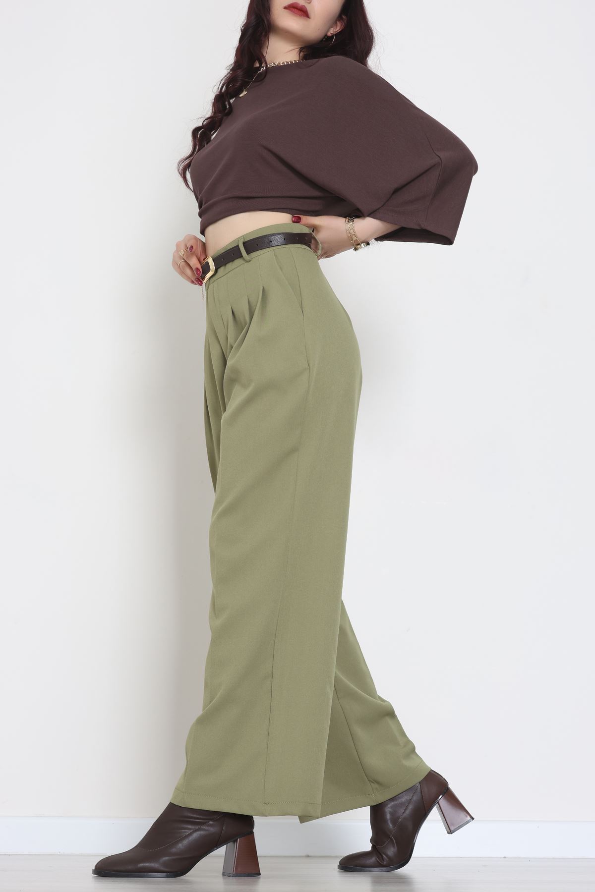 Premium Pileli Palazzo Pantolon Çağla - 51609.683.