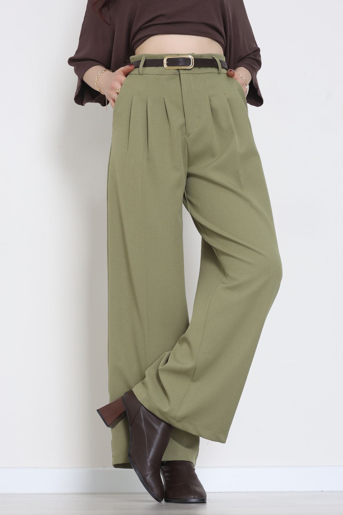 Premium Pileli Palazzo Pantolon Çağla - 51609.683.