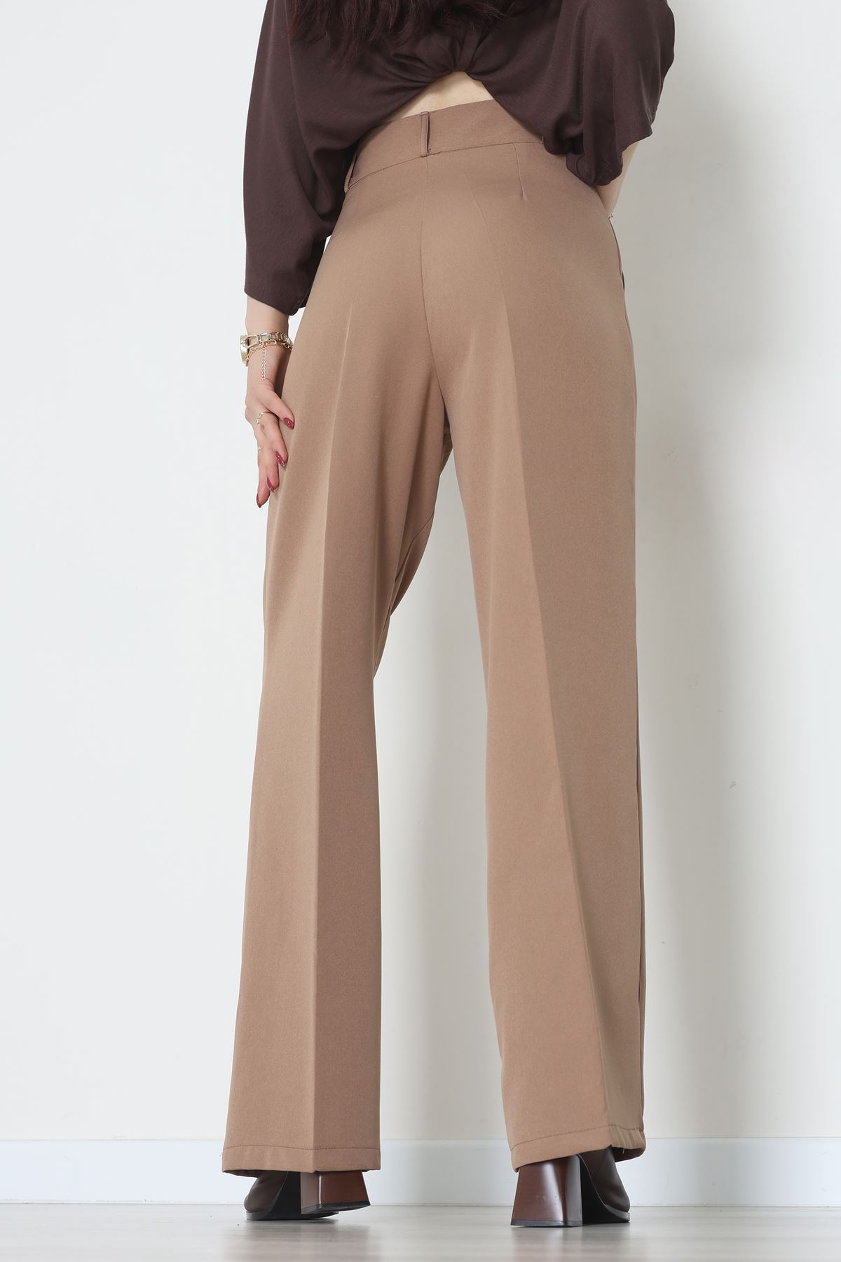 Premium Pileli Palazzo Pantolon Latte - 51609.683.