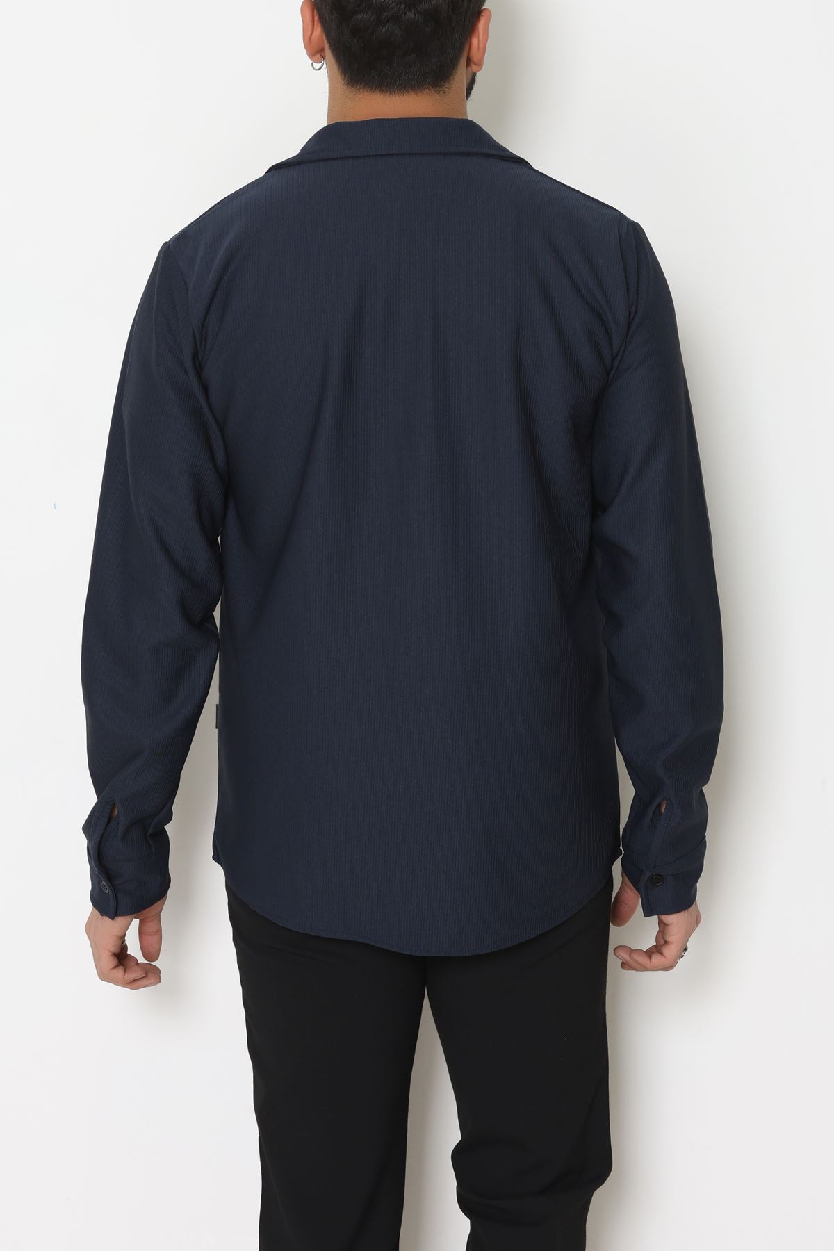 Zra Krep Fitilli Erkek Gömlek Lacivert - 31804.1937.