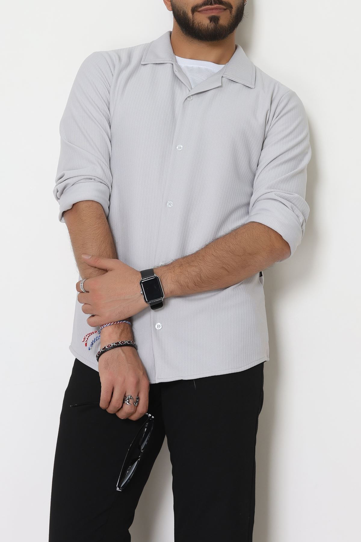 Zra Krep Fitilli Erkek Gömlek Dumangri - 31804.1937.