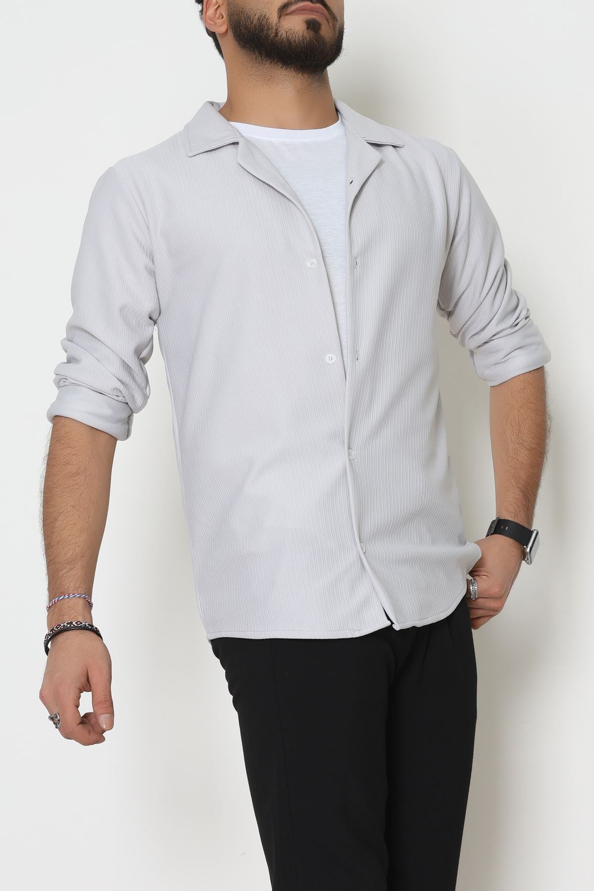 Zra Krep Fitilli Erkek Gömlek Dumangri - 31804.1937.