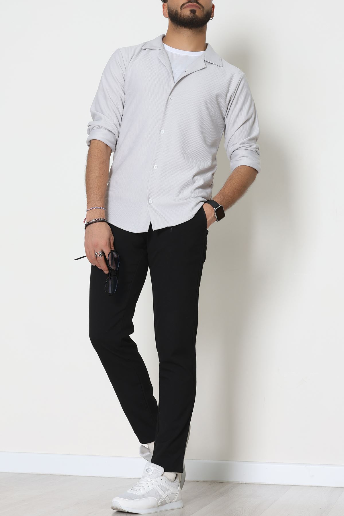 Zra Krep Fitilli Erkek Gömlek Dumangri - 31804.1937.