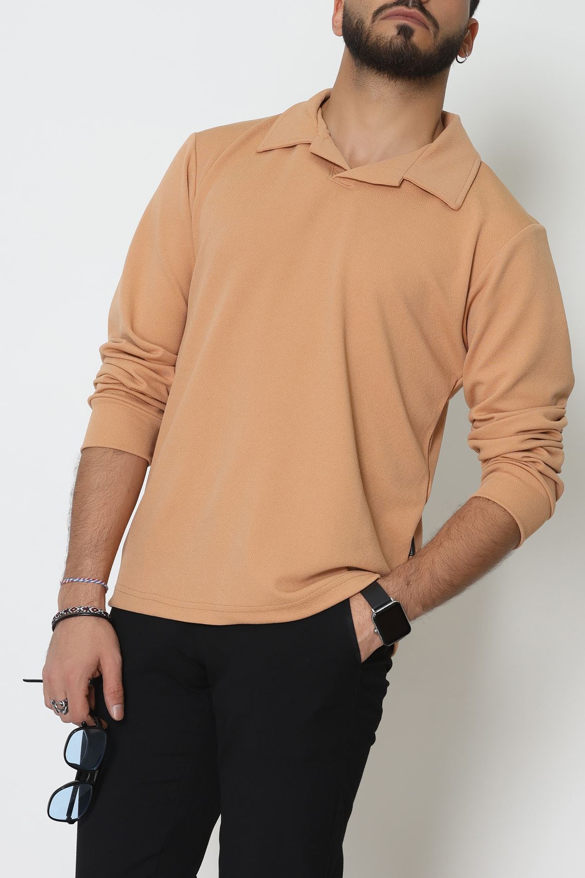 Zra Krep Polo Yaka Erkek Sweat Camel - 42186.1937.