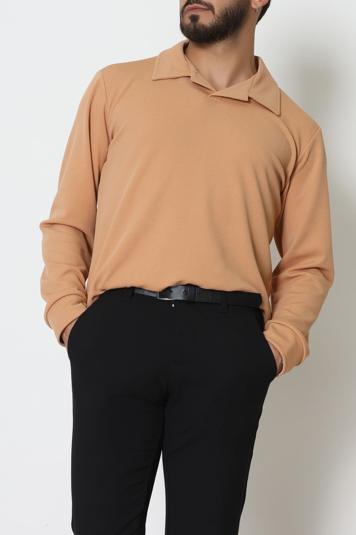Zra Krep Polo Yaka Erkek Sweat Camel - 42186.1937.