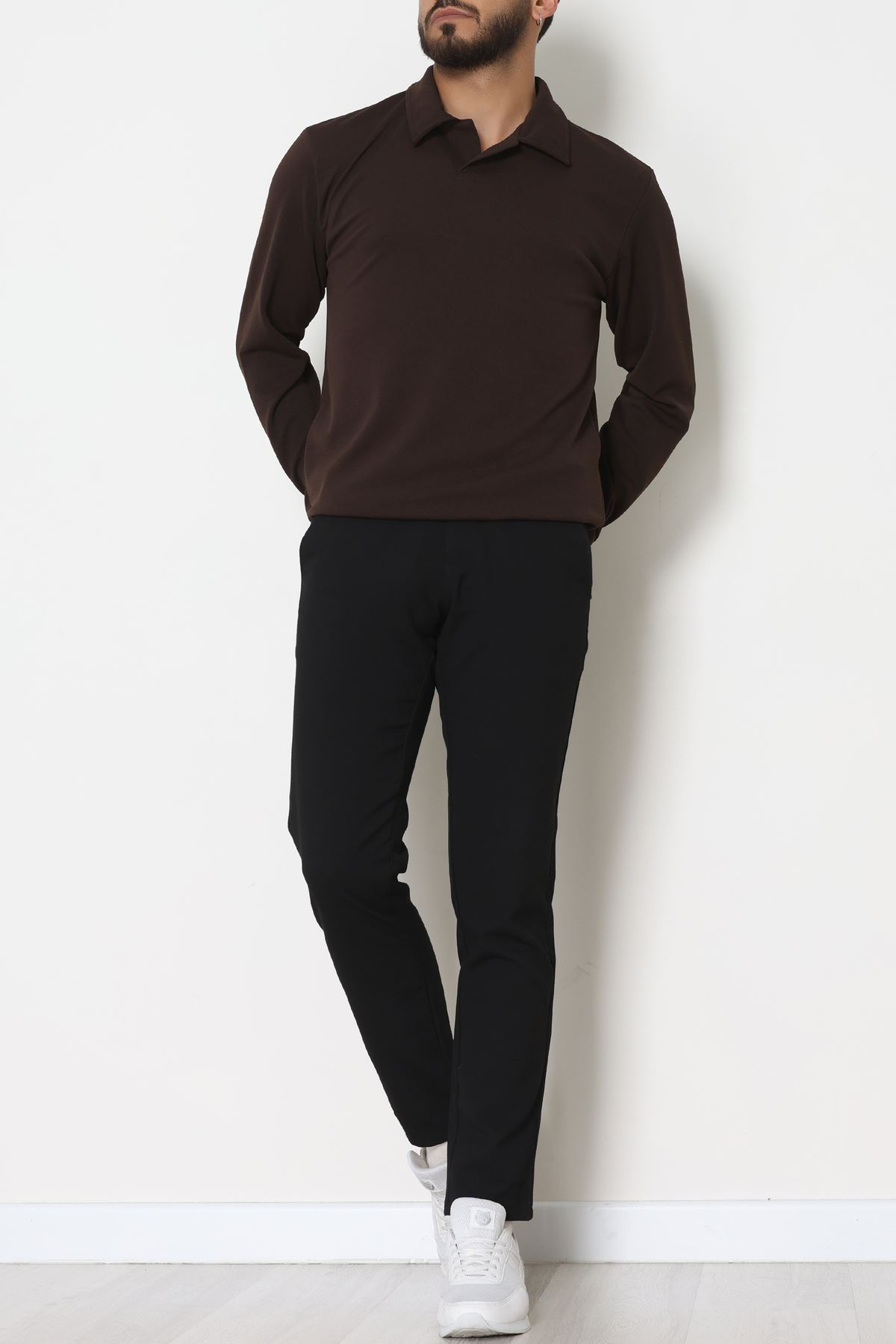 Zra Krep Polo Yaka Erkek Sweat Kahve - 42186.1937.