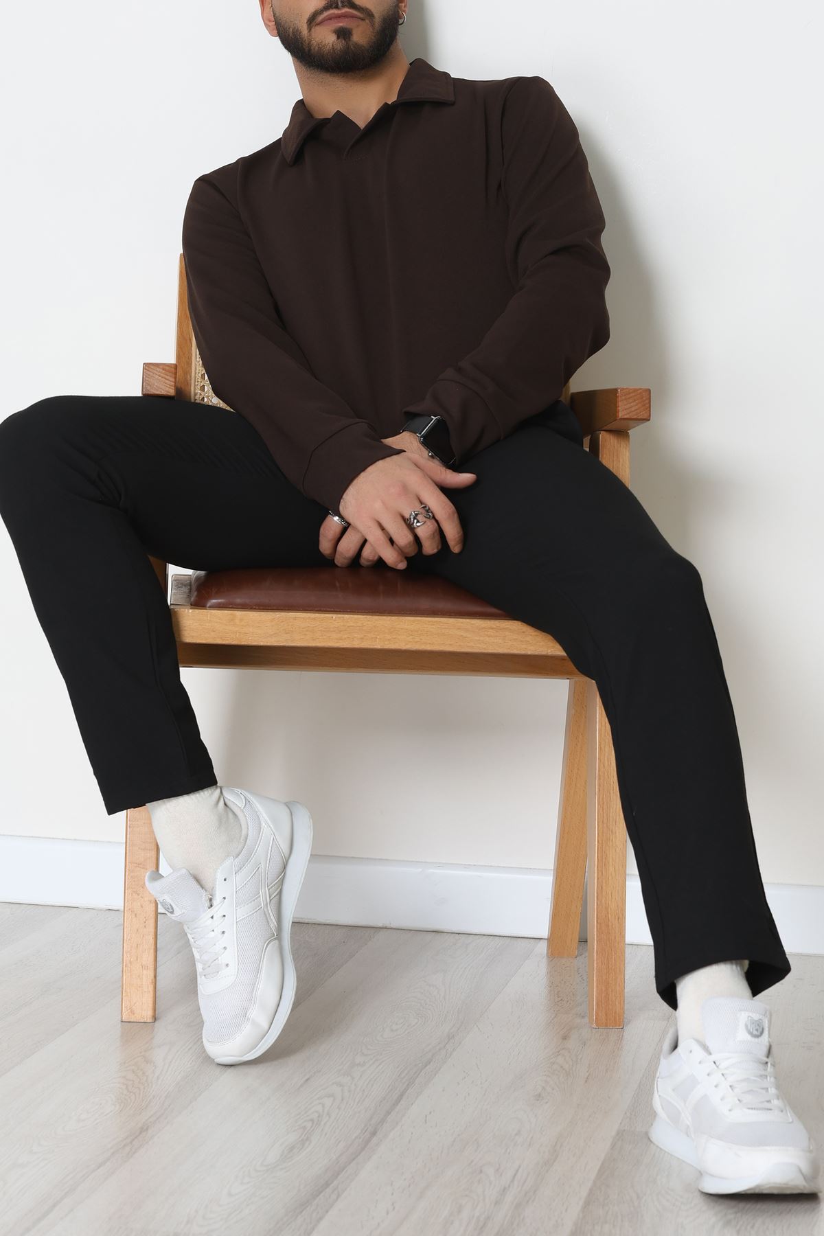 Zra Krep Polo Yaka Erkek Sweat Kahve - 42186.1937.