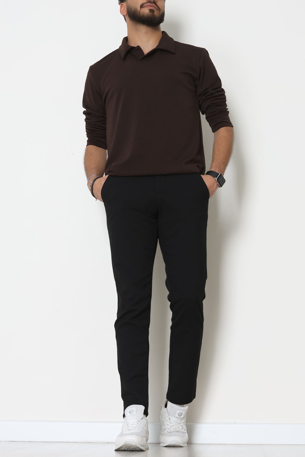 Zra Krep Polo Yaka Erkek Sweat Kahve - 42186.1937.