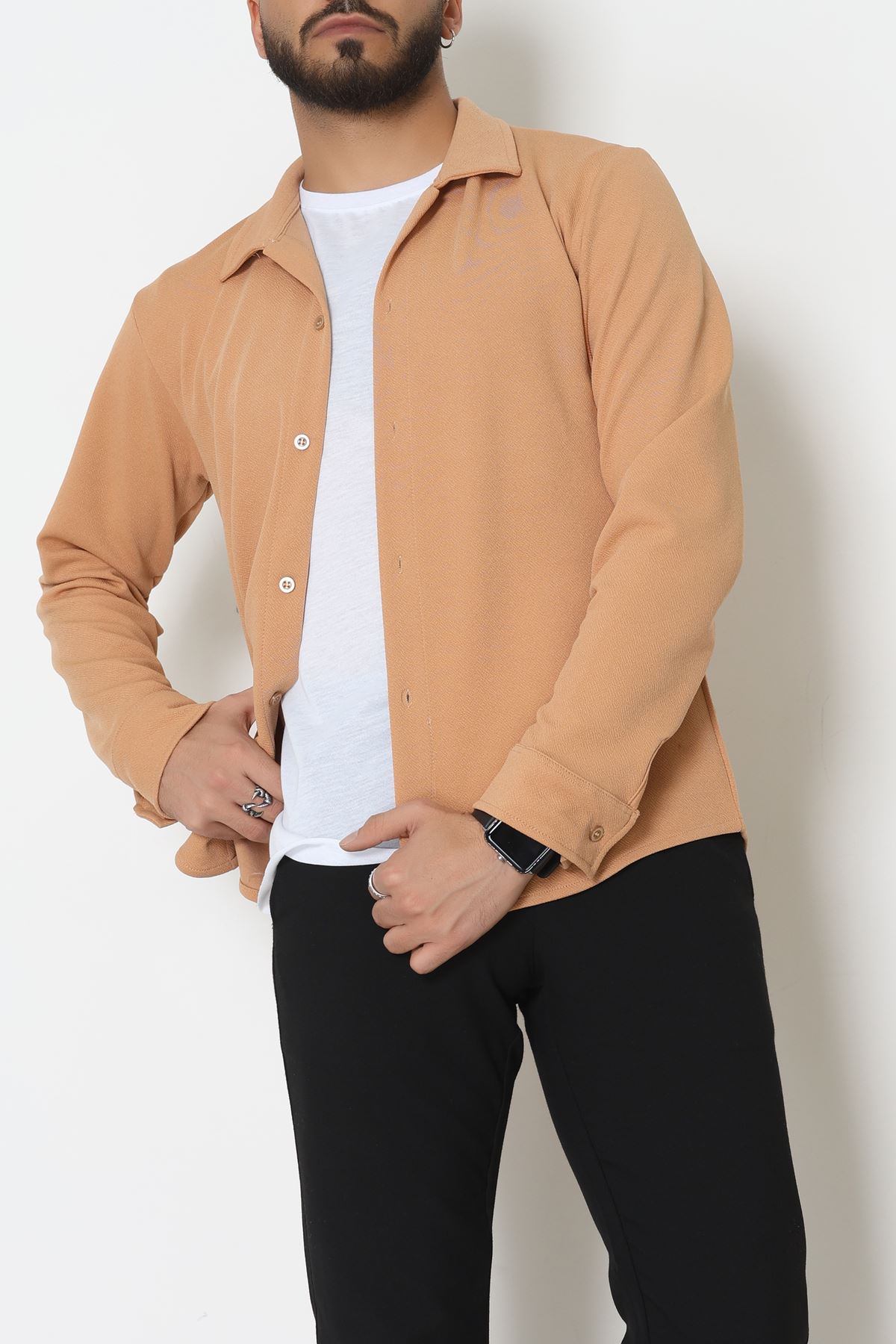 Zra Krep Erkek Gömlek Camel - 42188.1937.