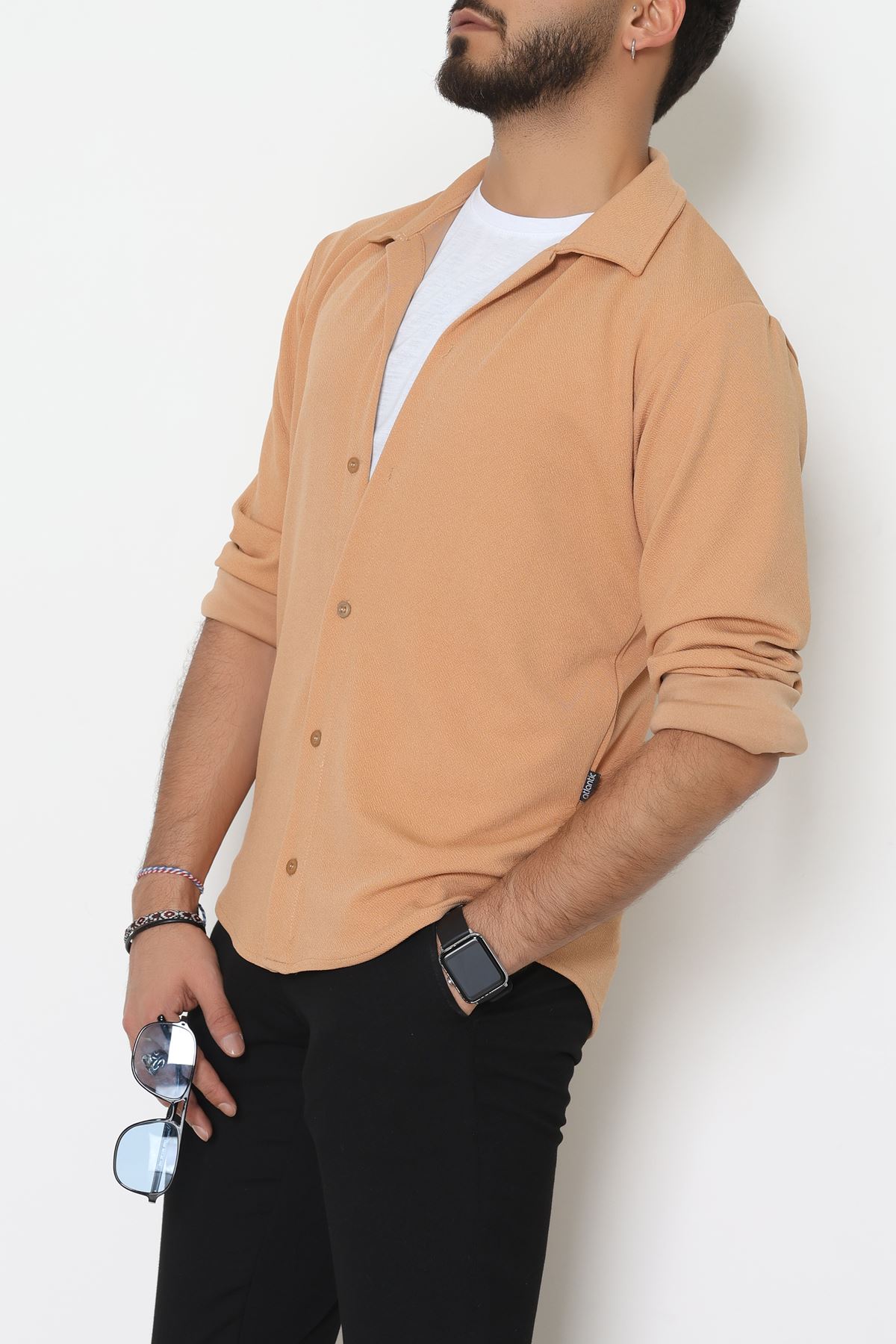 Zra Krep Erkek Gömlek Camel - 42188.1937.