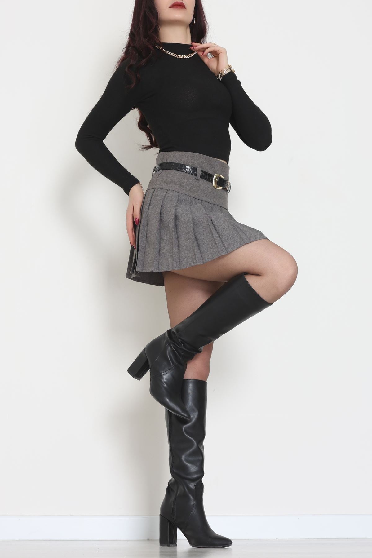 Dik Yaka Yumoş Body Siyah - 50205.1723.