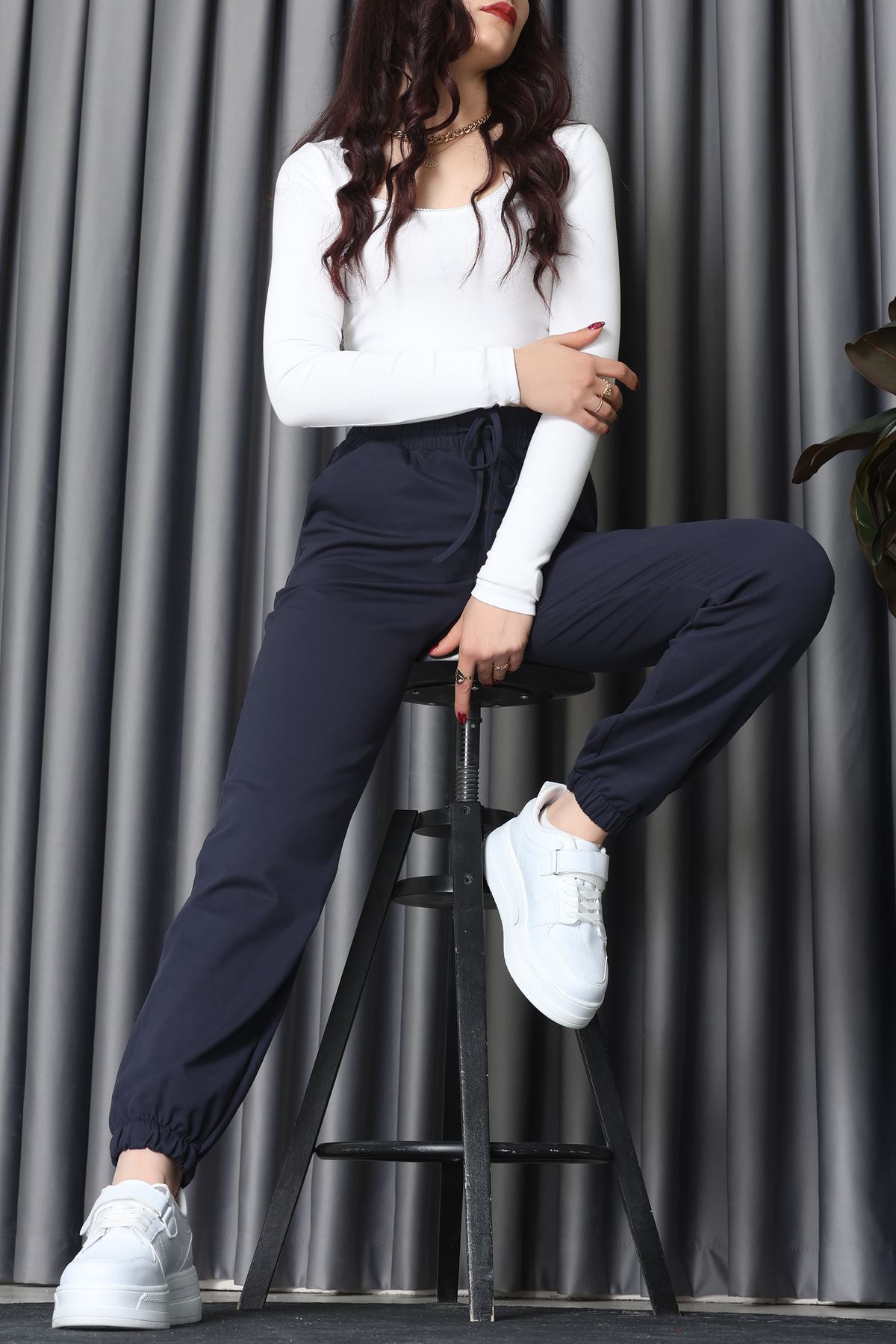 Modal Kumaş Jogger Pantolon Lacivert - 31591.444.