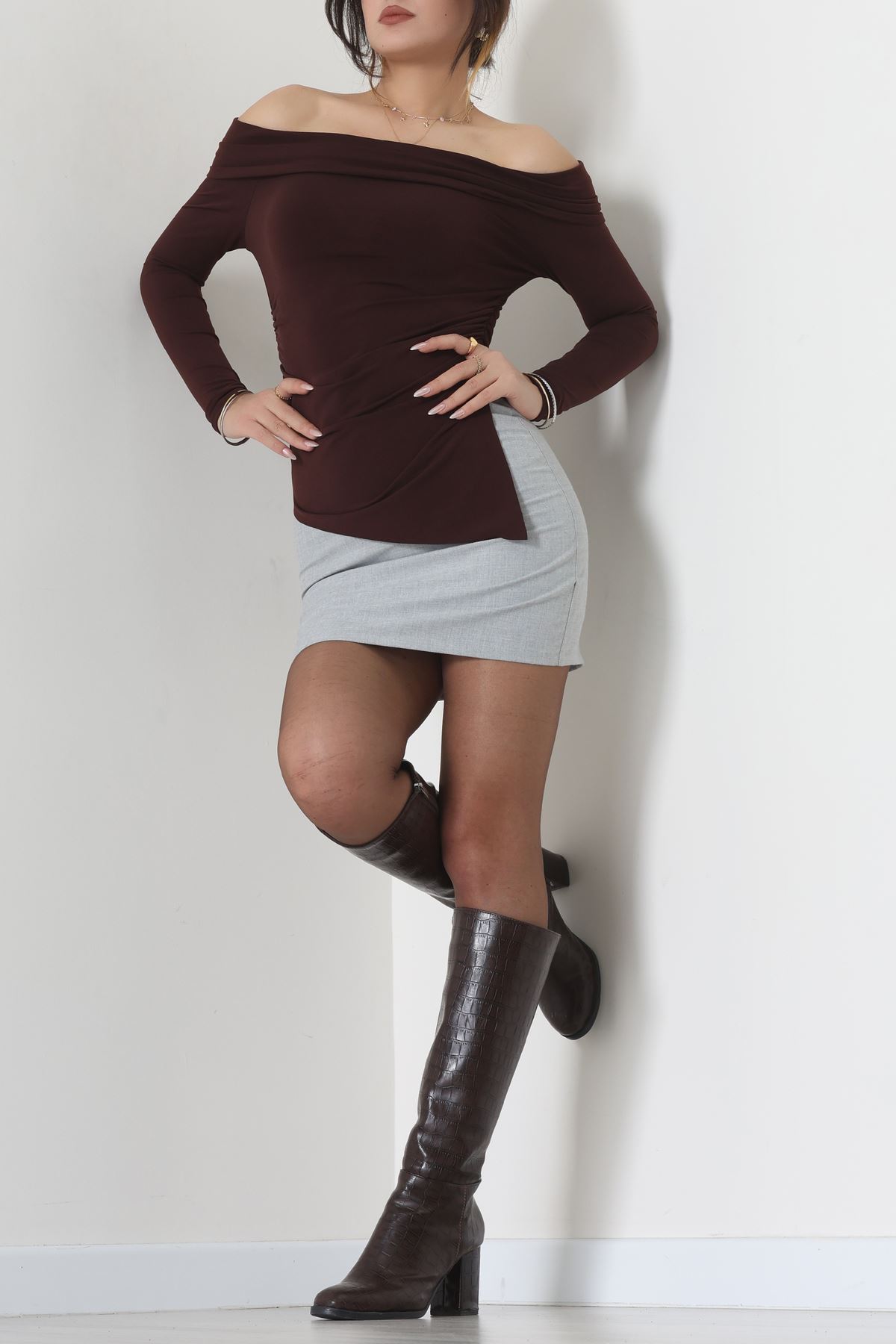 Sandy Madonna Yaka Bluz Kahve - 42804.1949.