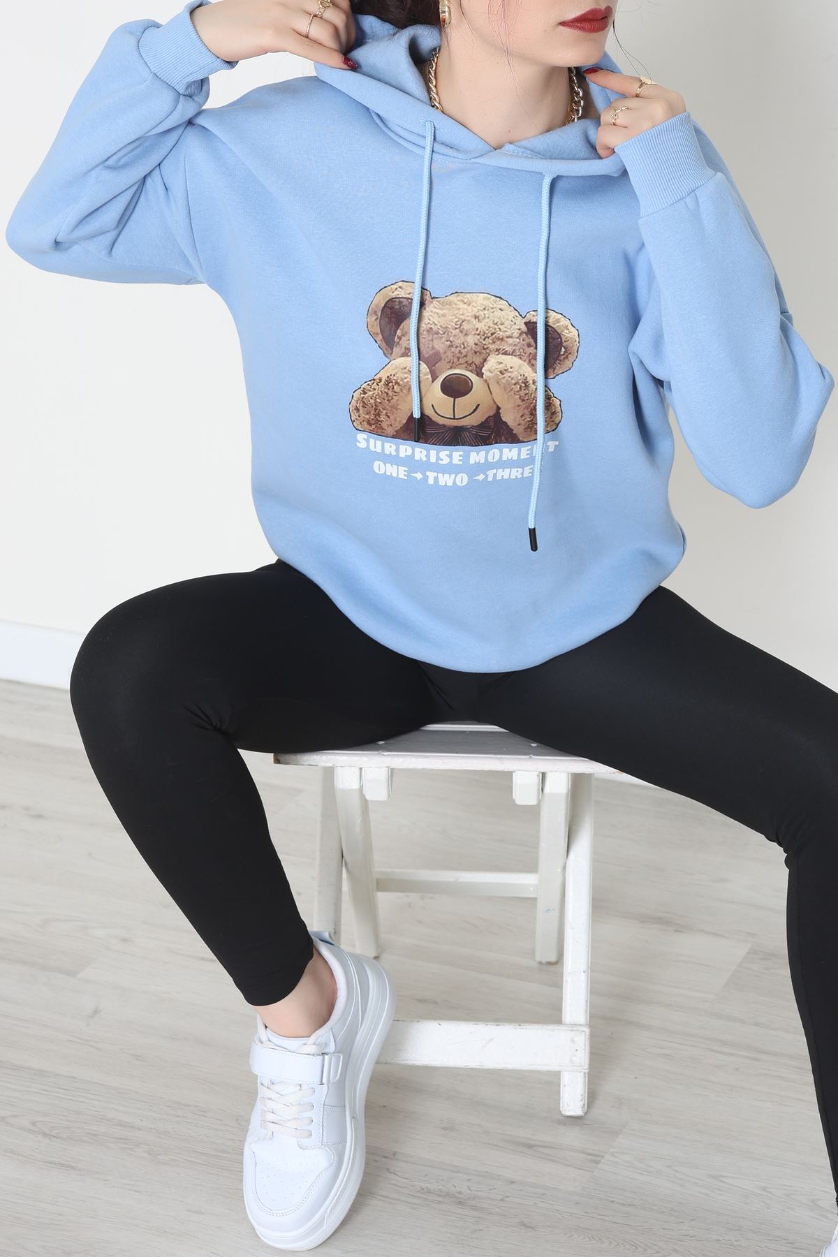 3 İplik Kapşonlu Baskılı Sweat Bebemavi - 42220.1878.