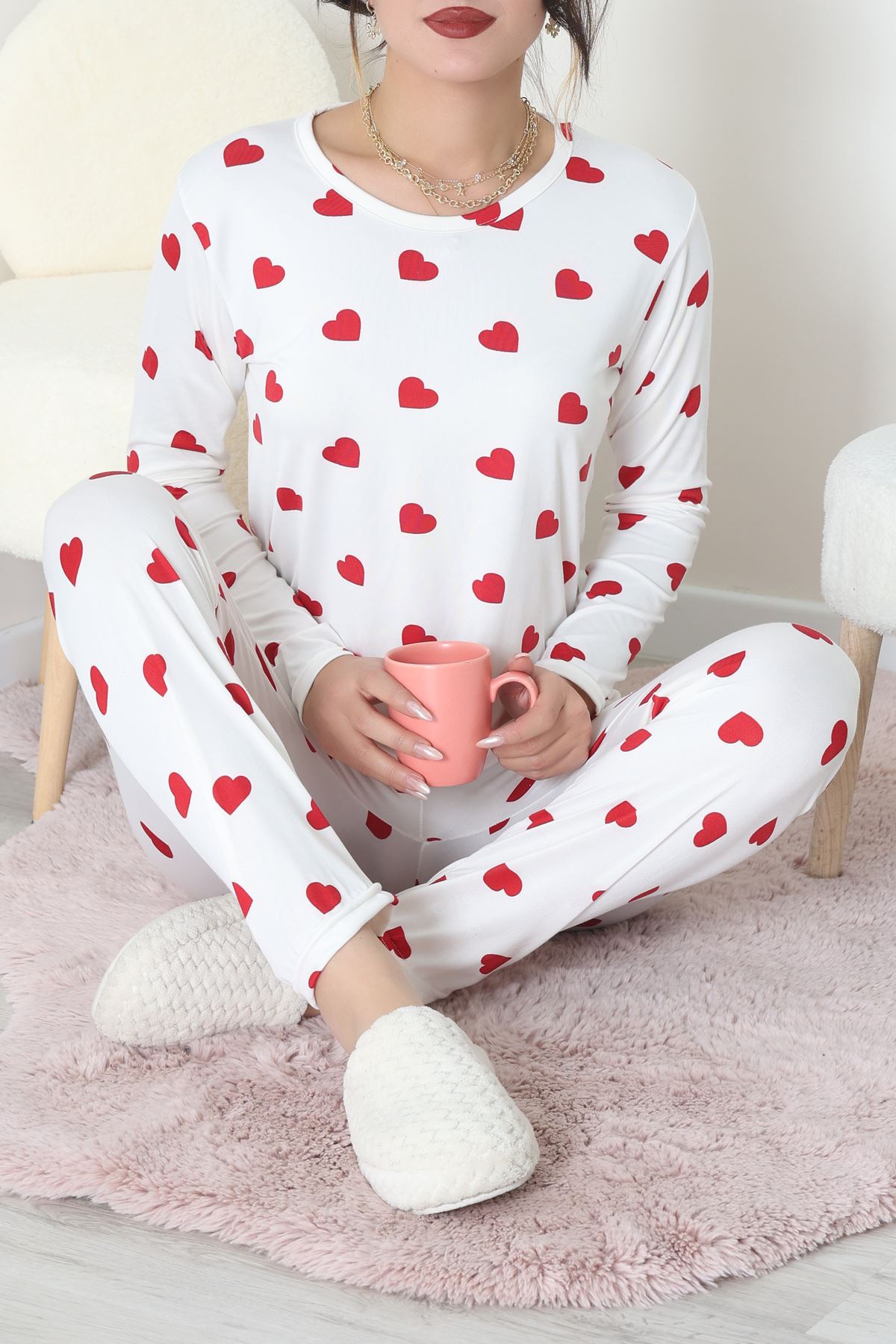 Milan Pijama Takımı Beyazkırmızı - 55010.1567.