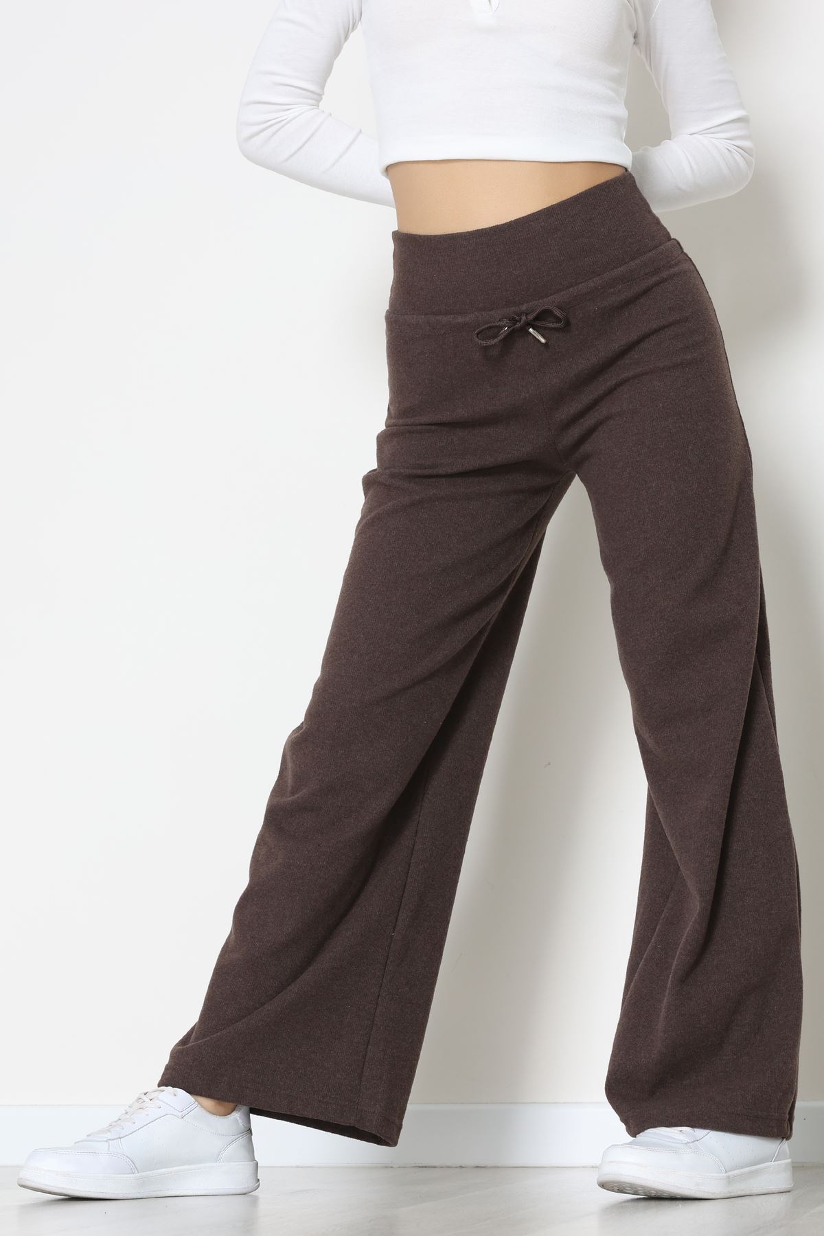Selanik Kumaş Lastikli Palazzo Pantolon Kahve - 51227.1567.