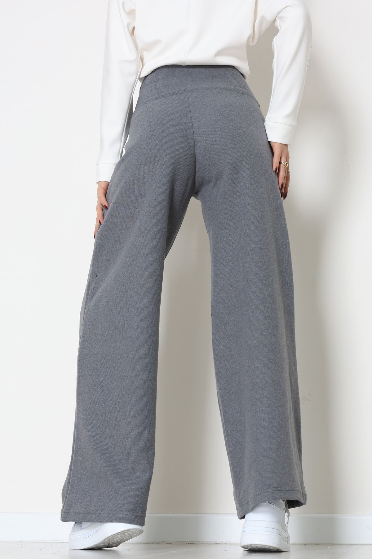 Selanik Kumaş Lastikli Palazzo Pantolon Antrasit - 51227.1567.