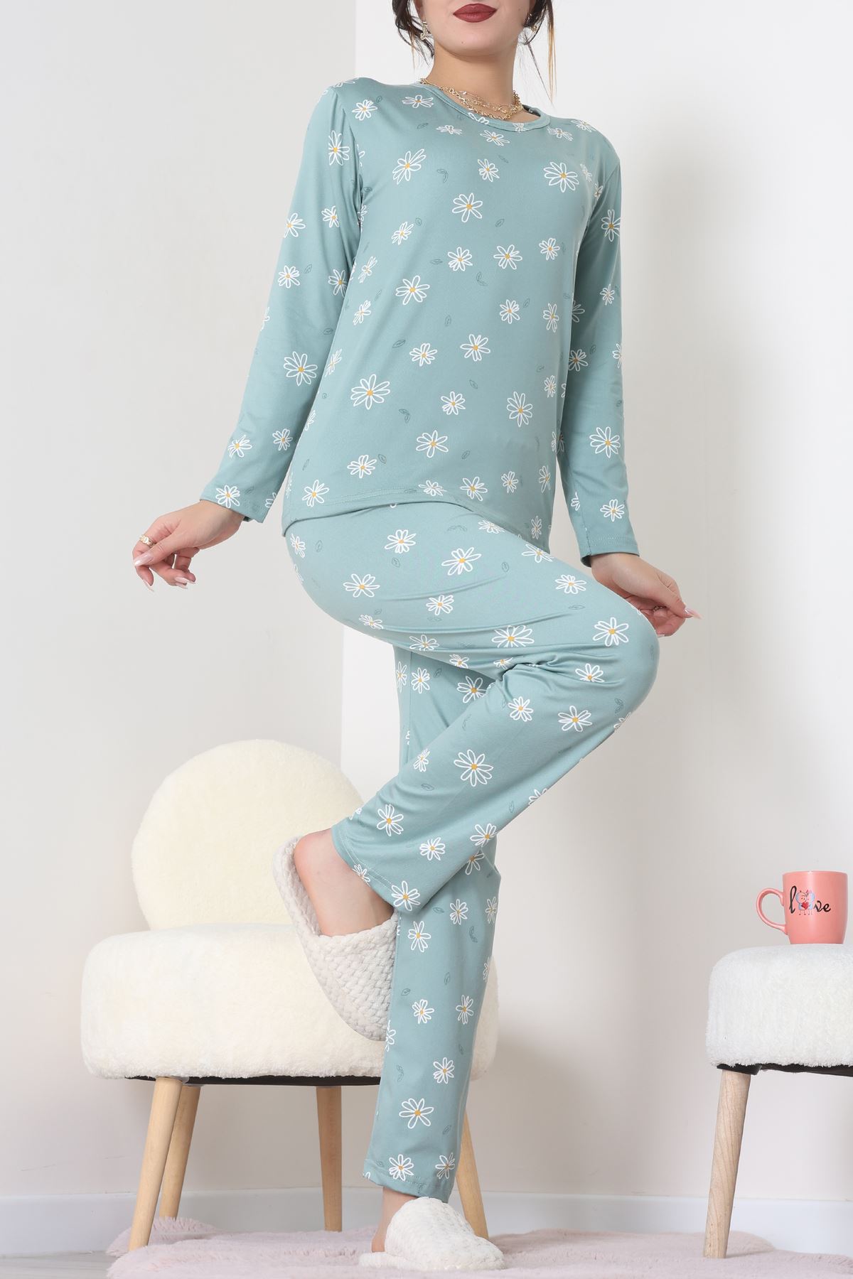 Sandy Alt Üst Aynı Pijama Takımı Mint - 52166.1048.