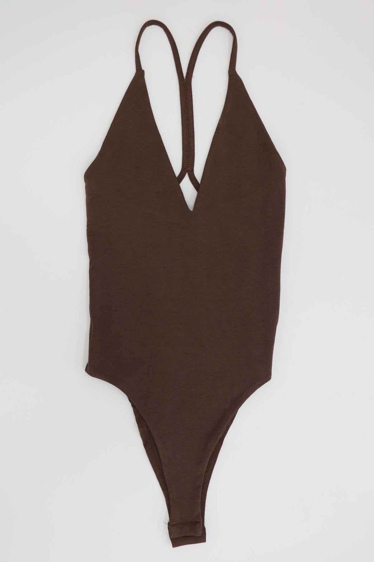 Sırtı Çapraz Askılı Bodysuit Kahve - 71725.444.
