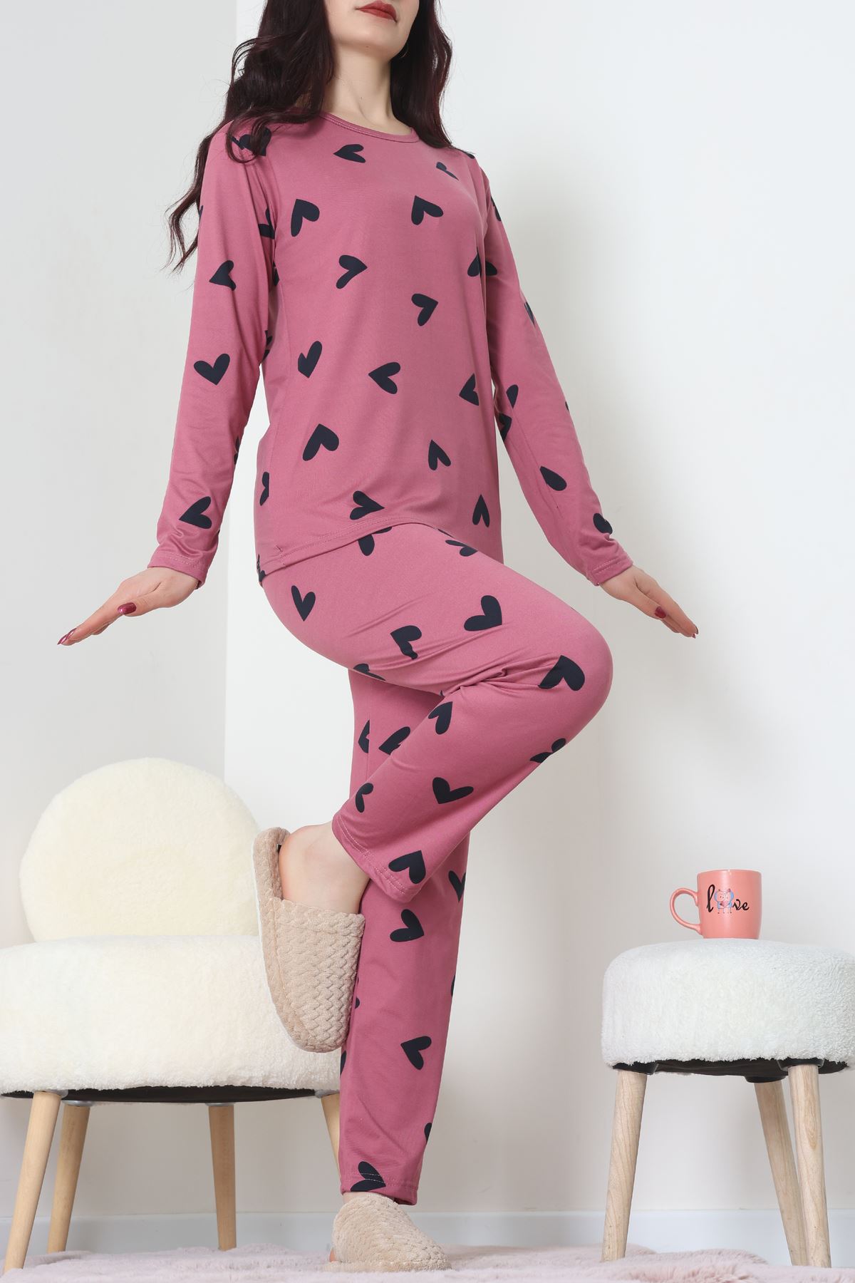 Sandy Alt Üst Aynı Pijama Takımı Gülkurusu - 52166.1048.