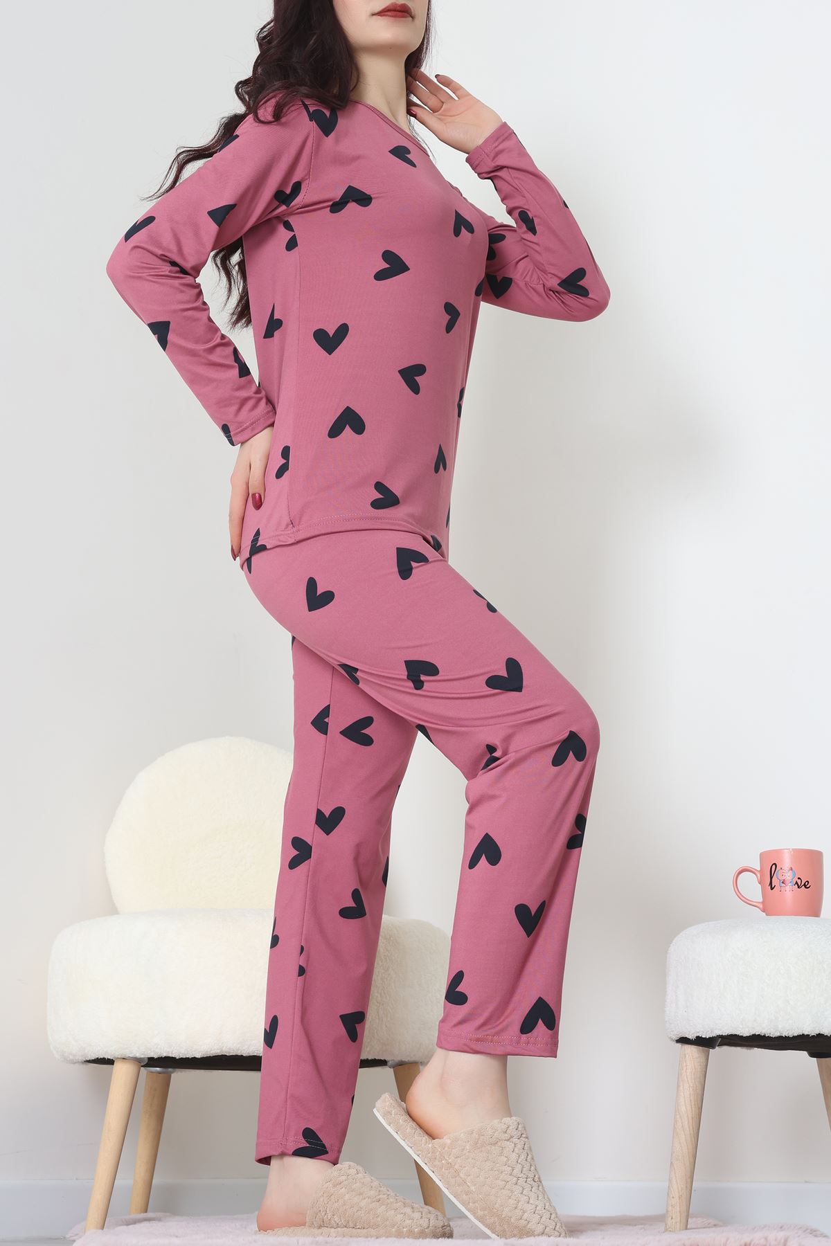 Sandy Alt Üst Aynı Pijama Takımı Gülkurusu - 52166.1048.