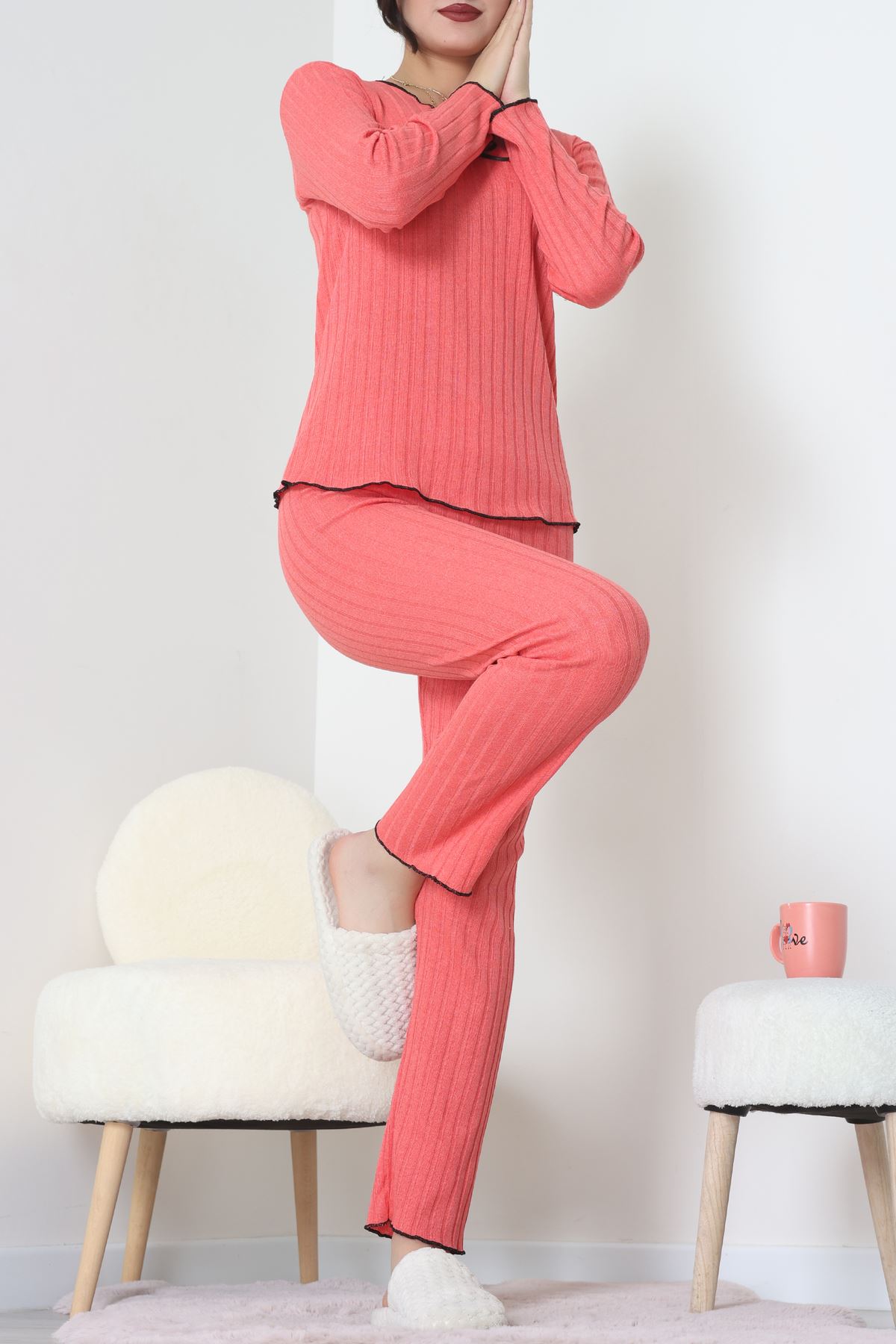 Fitilli İnterlok Pijama Takımı Narçiçeği - 70796.1048.