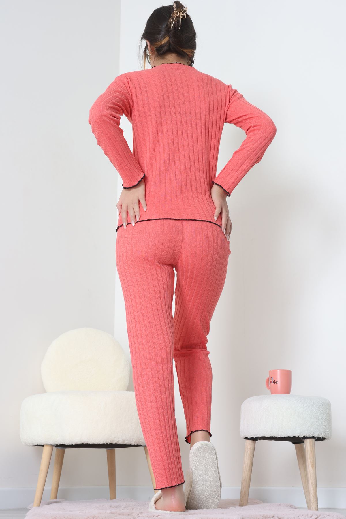 Fitilli İnterlok Pijama Takımı Narçiçeği - 70796.1048.