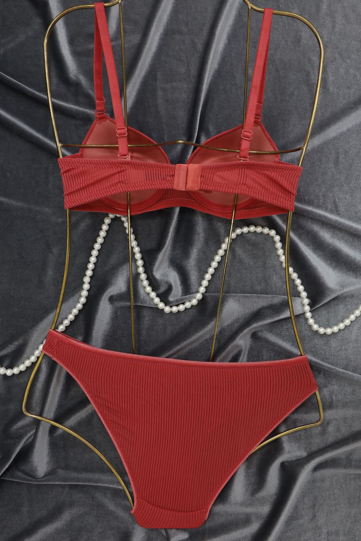 Sütyen Takım Çizgili Dolgulu Kiremit - 2530.1783.