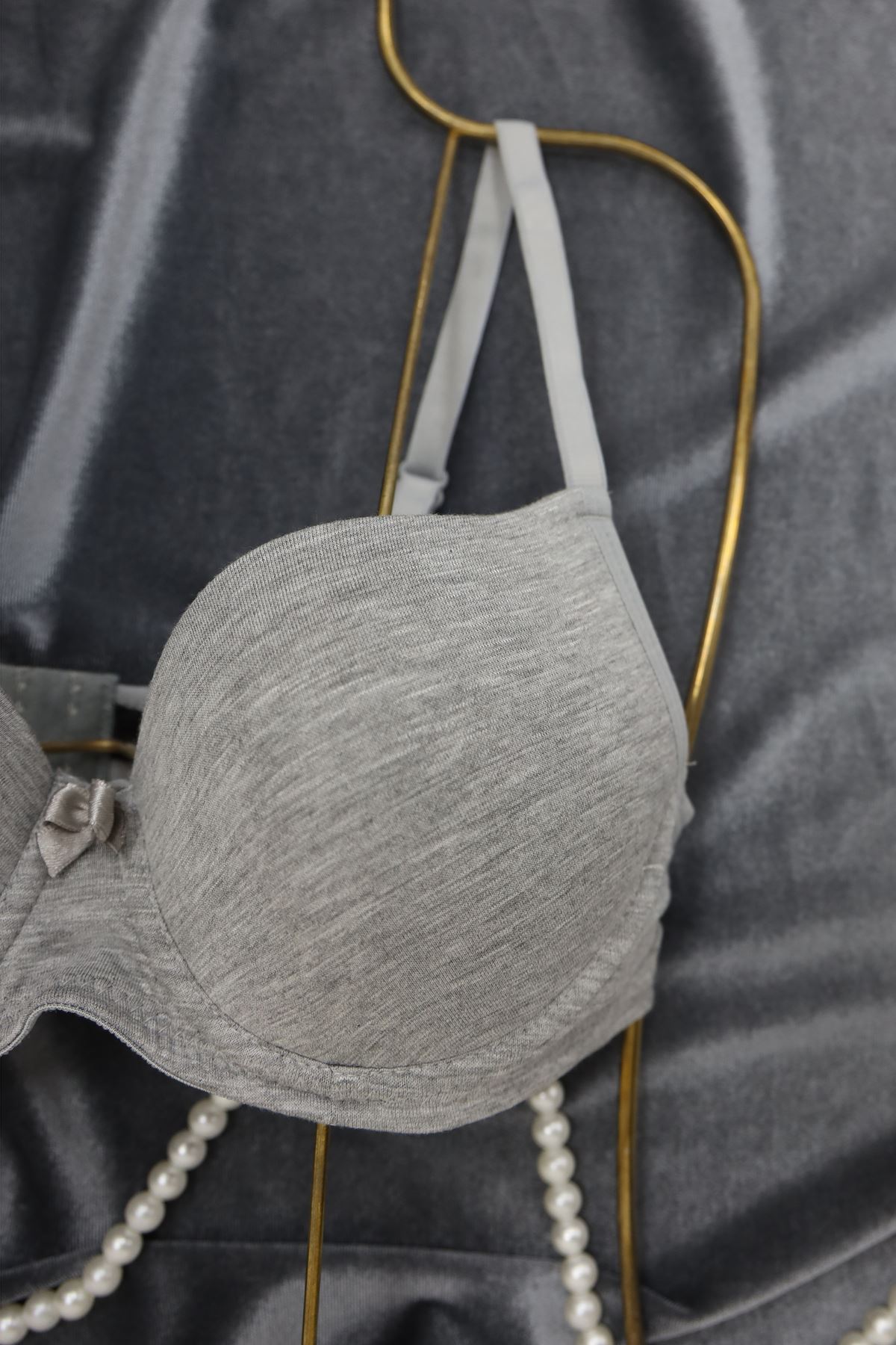 B Filamlı Dolgusuz Sütyen Gri - 2528.1783.