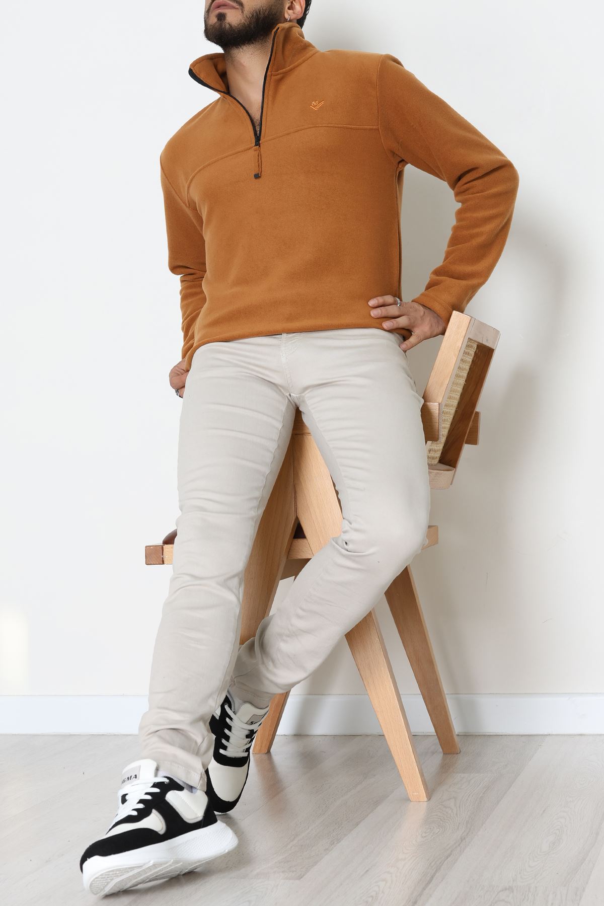 Yakası Fermuarlı Polar Erkek Sweat Tütün - 51269.1937.