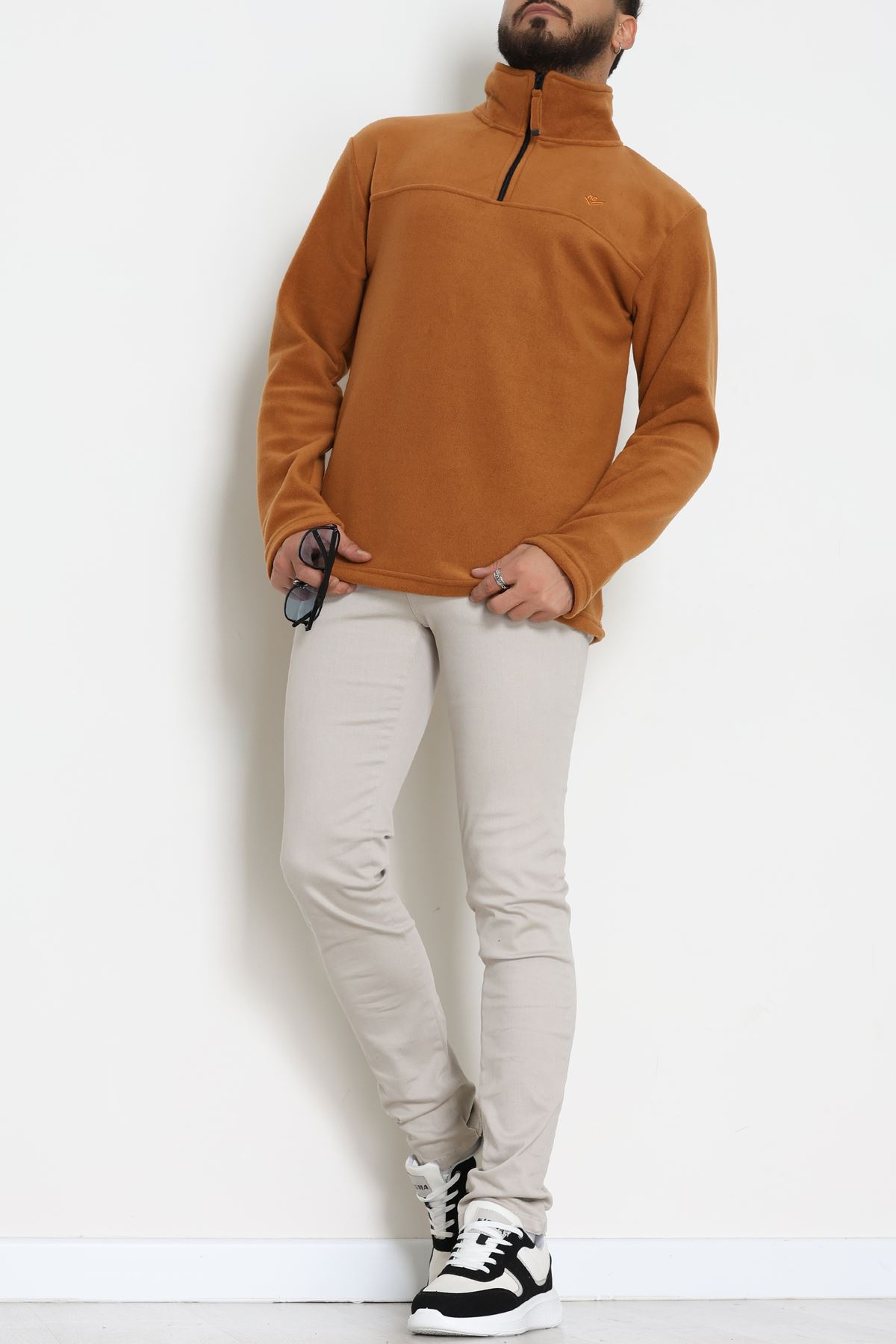 Yakası Fermuarlı Polar Erkek Sweat Tütün - 51269.1937.