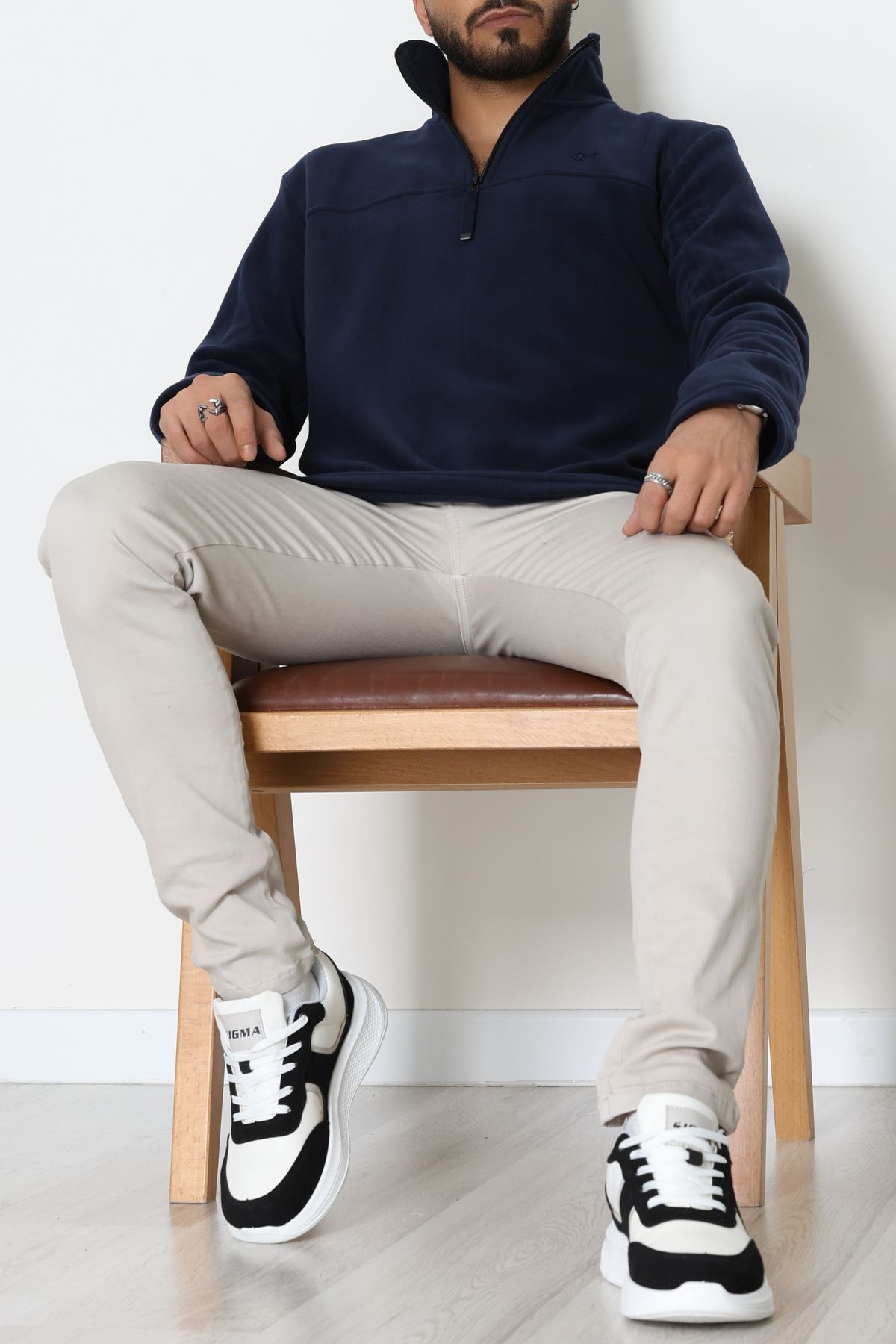 Yakası Fermuarlı Polar Erkek Sweat Lacivert - 51269.1937.