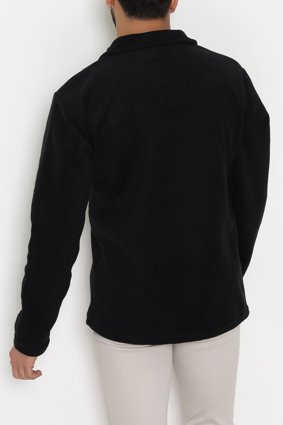 Yakası Fermuarlı Polar Erkek Sweat Siyah - 51269.1937.