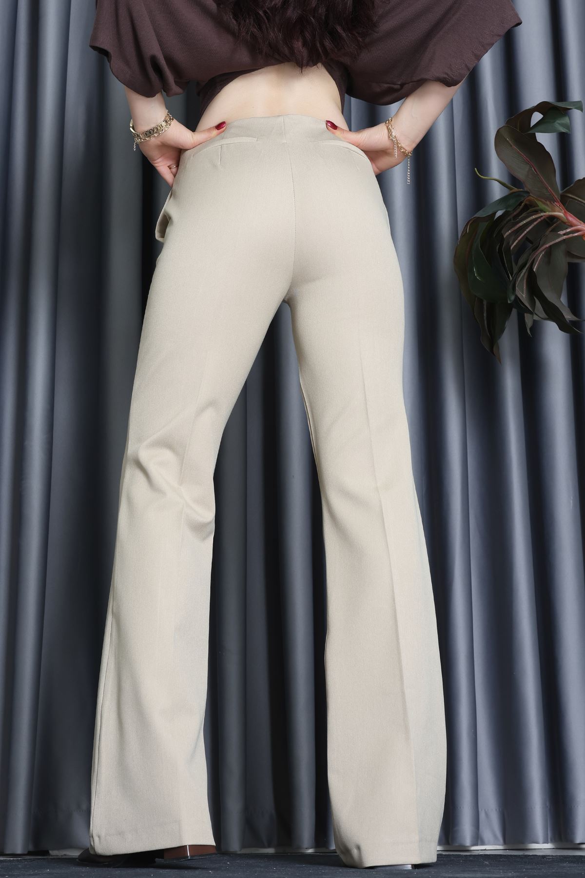 Nervürlü Pantolon Bej - 31584.444.