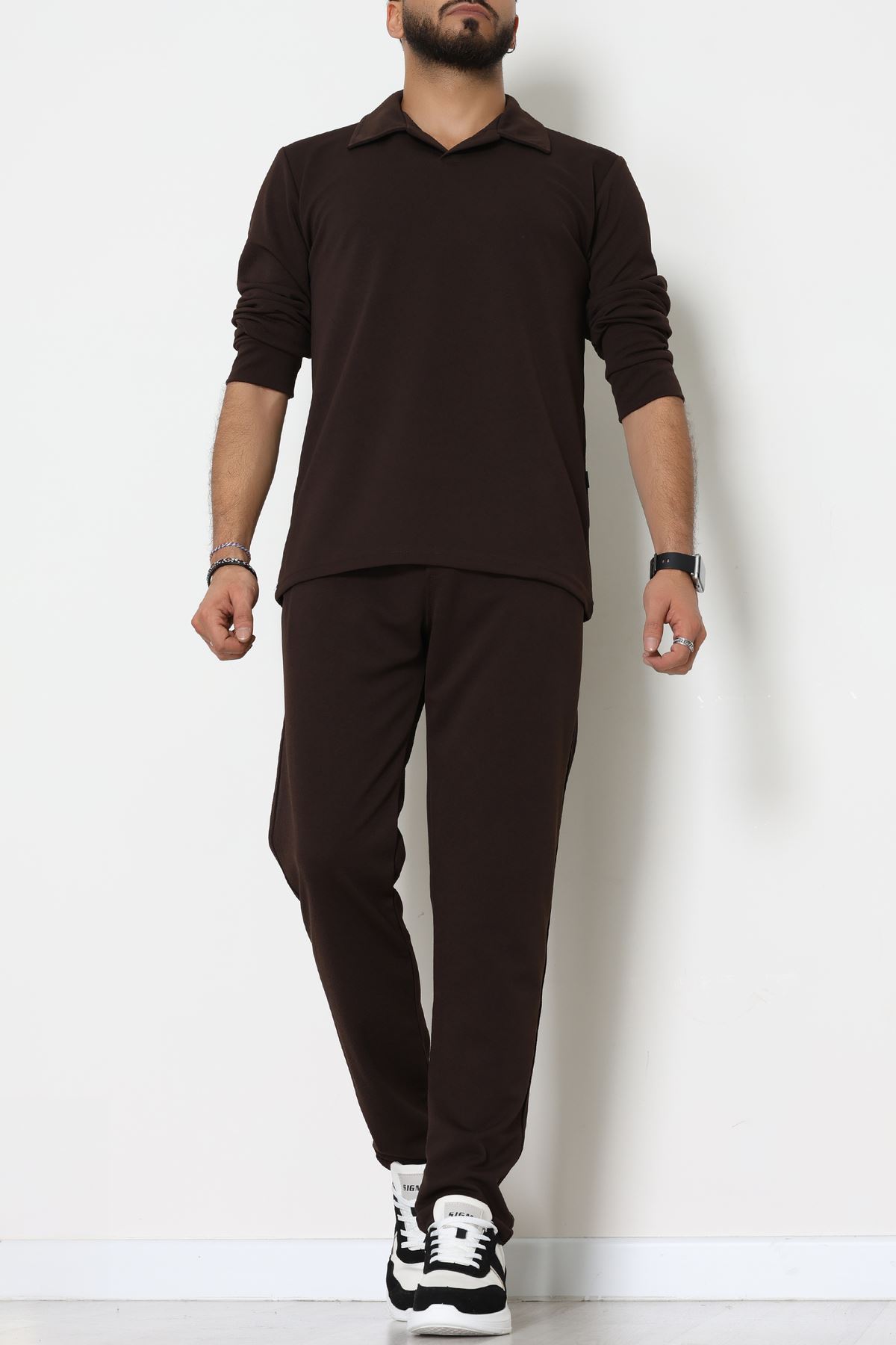 Zra Krep Polo Yaka Erkek Takım Acıkahve - 42187.1937.