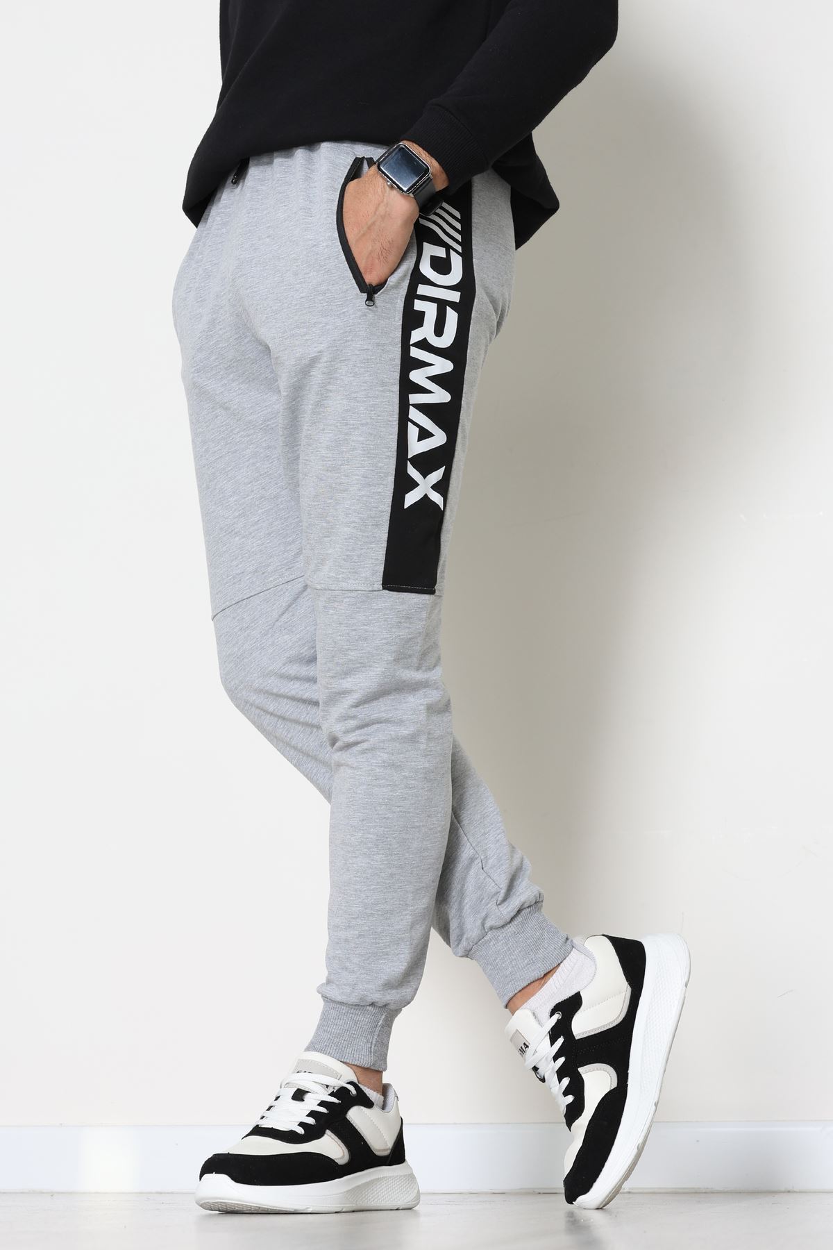 2 İplik Baskılı Cep Fermuar Detaylı Eşofman Altı Gri - 70836.2066.