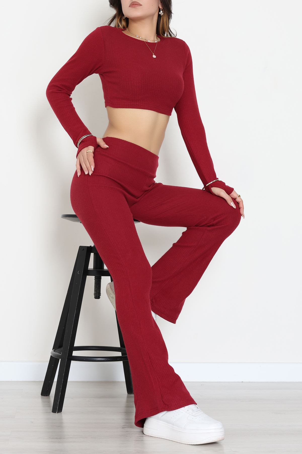 Raporlu Ribana Likralı Takım Bordo - 55000.1567.