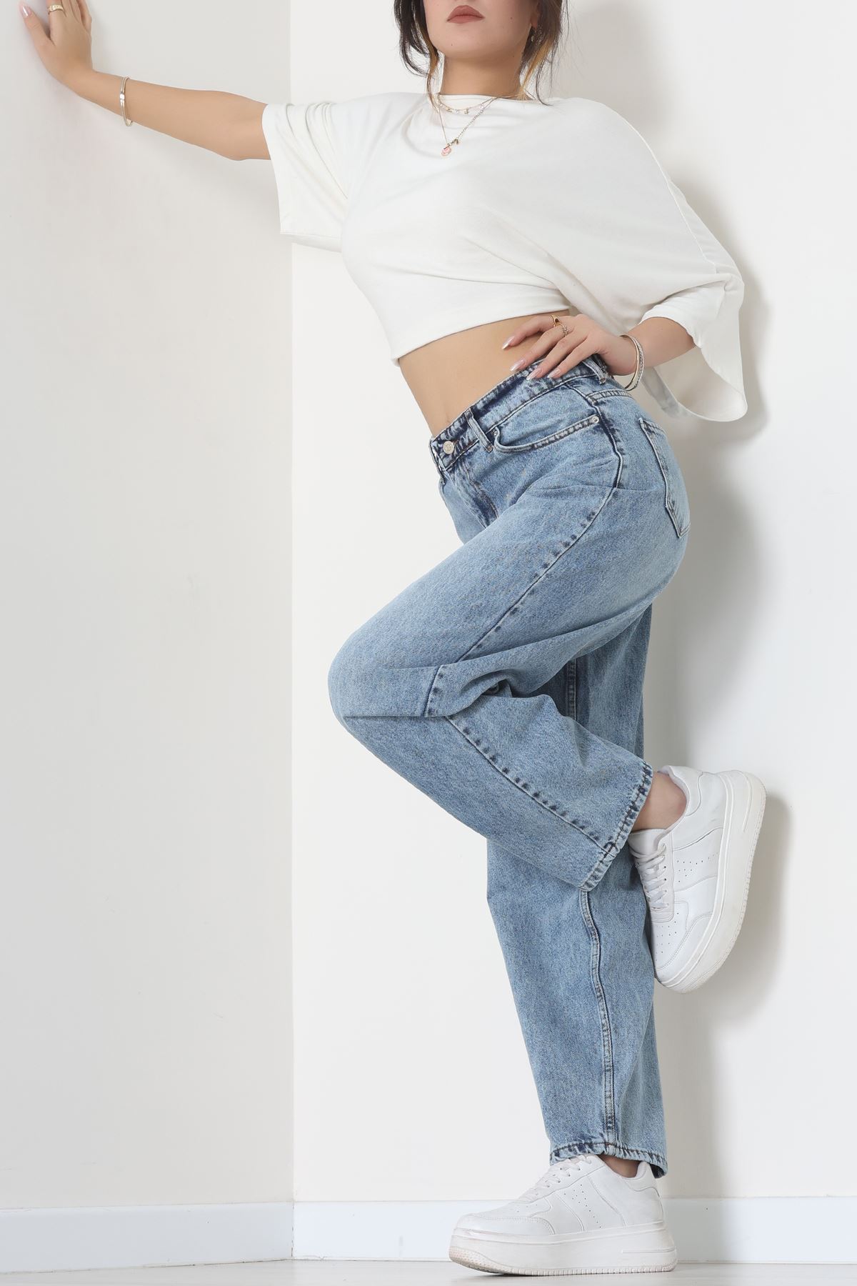 Arkası Tokalı Baggy Kot Pantolon Buzyıkama - 31712.2059.