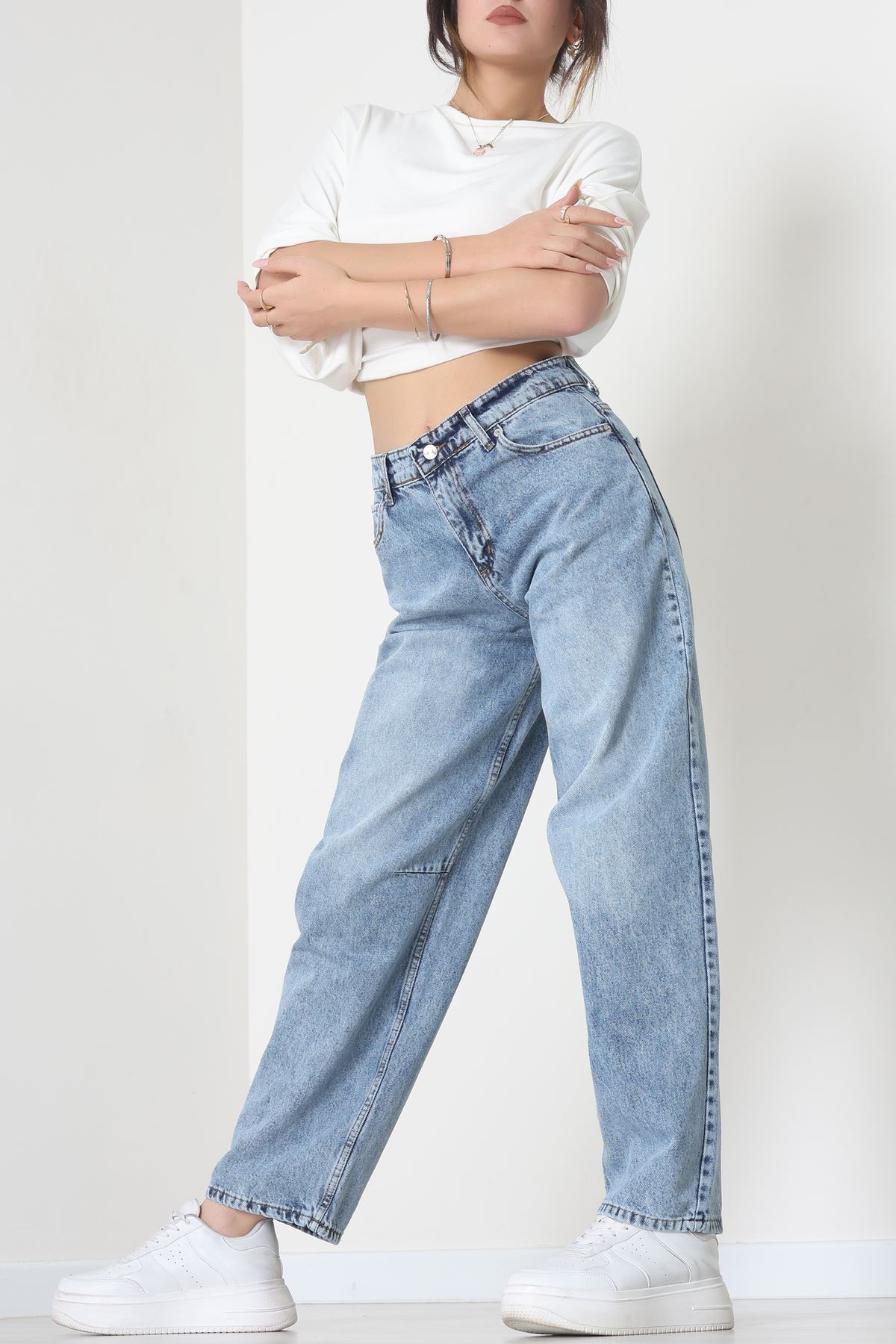 Arkası Tokalı Baggy Kot Pantolon Buzyıkama - 31712.2059.