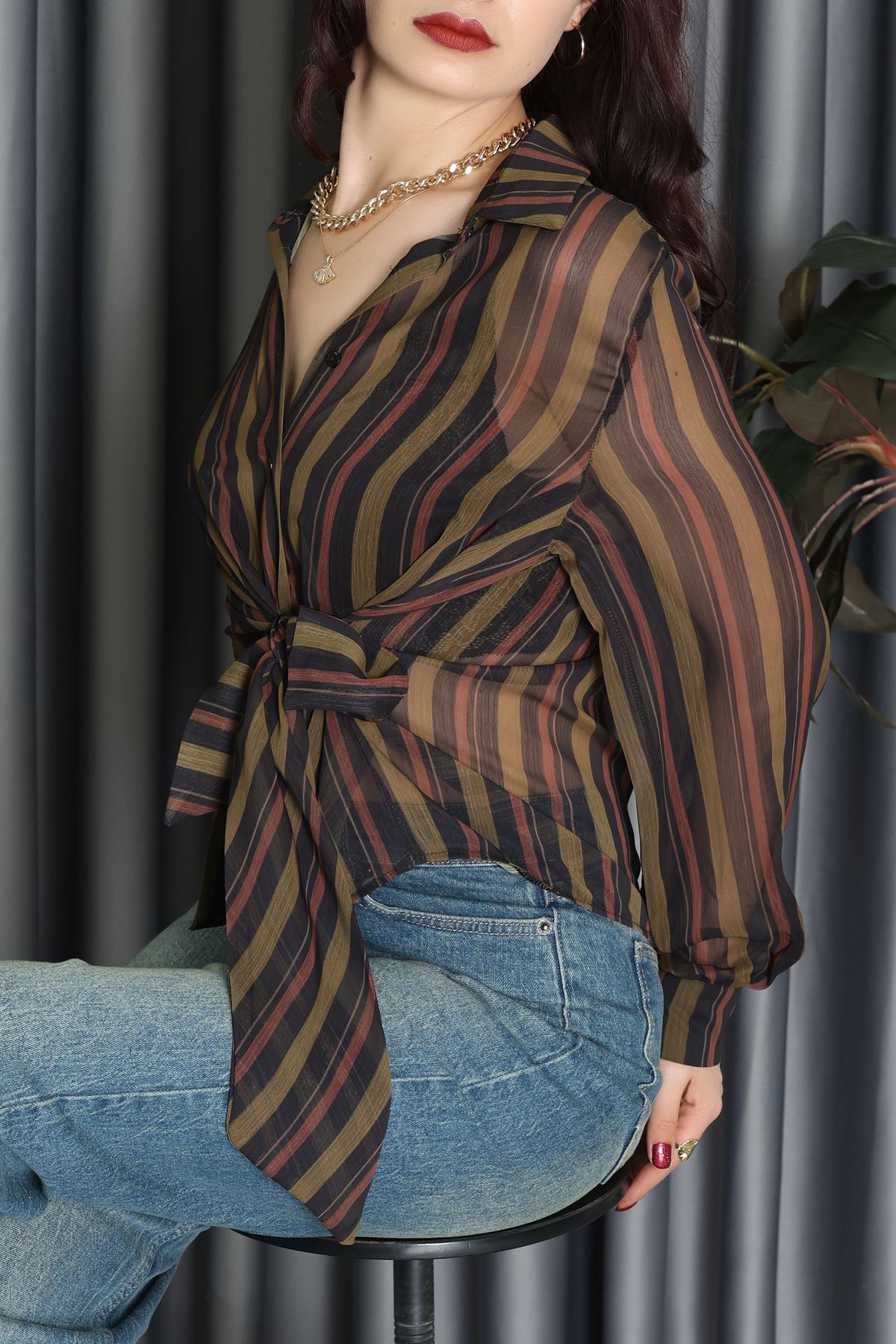 Yandan Bağlamalı Gömlek Haki - 80743.444.