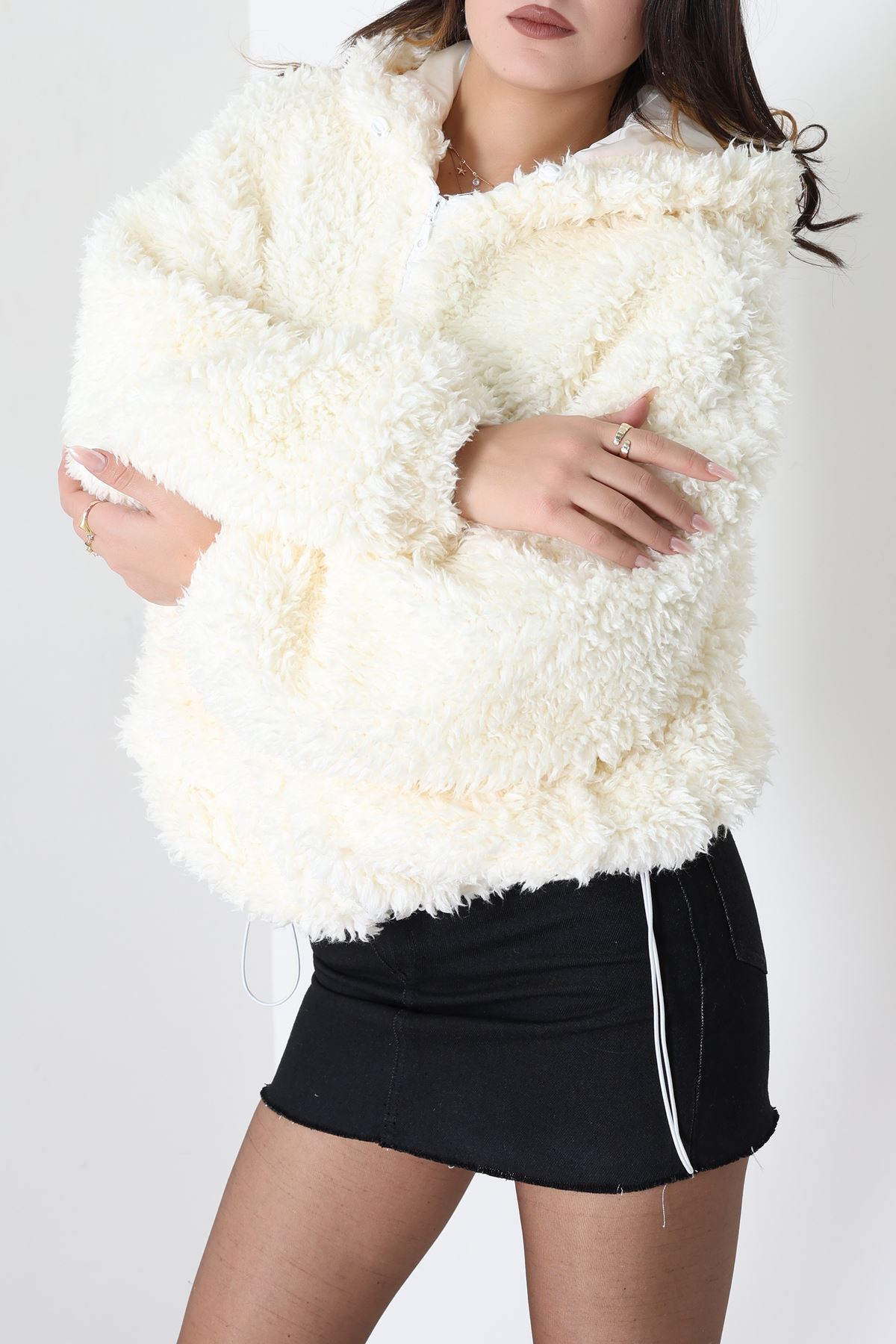 Sheep Kapşonlu Mont Krem - 406999.1247.